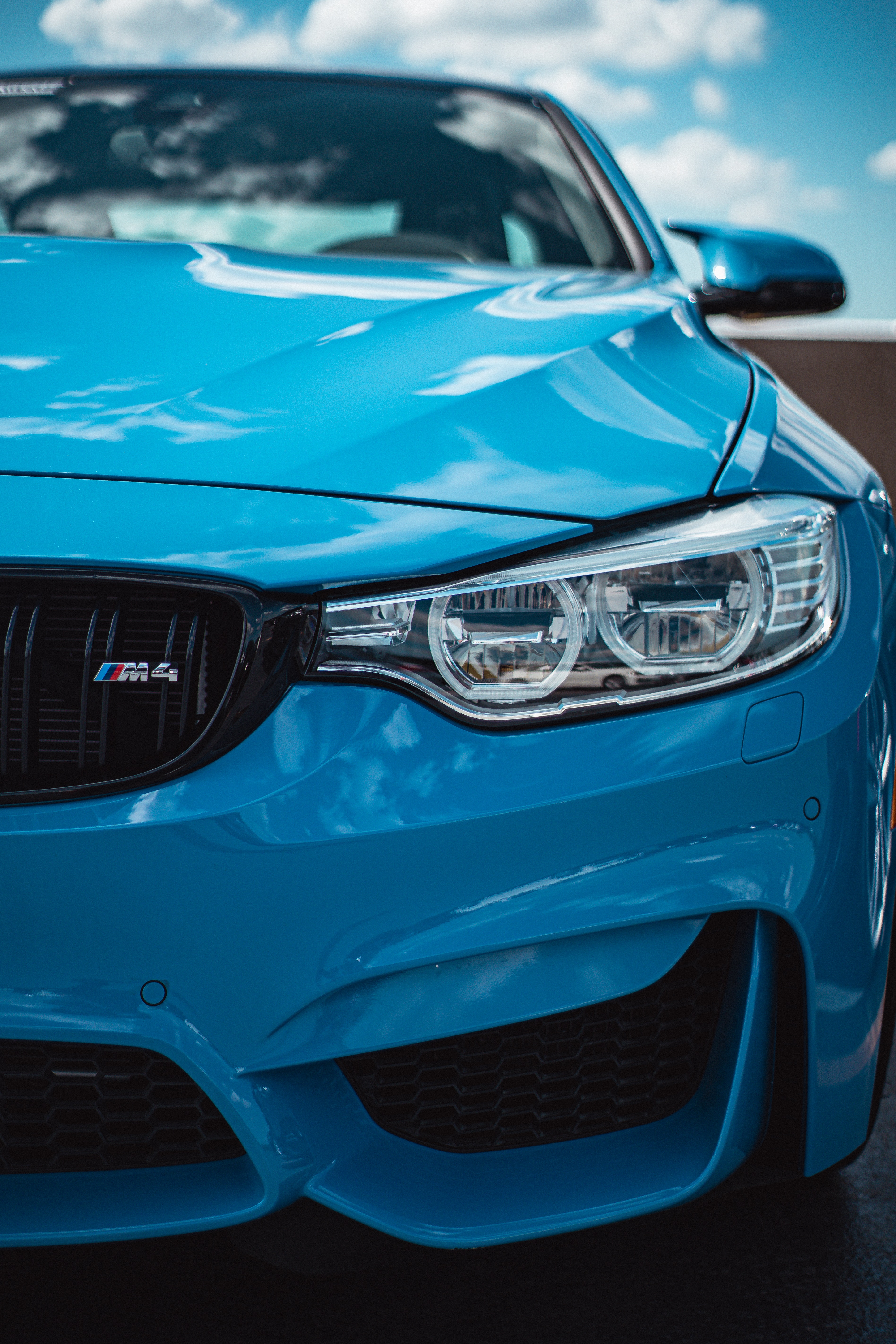 bmw, bmw m4, cars, front view, blue, car, machine HD wallpaper