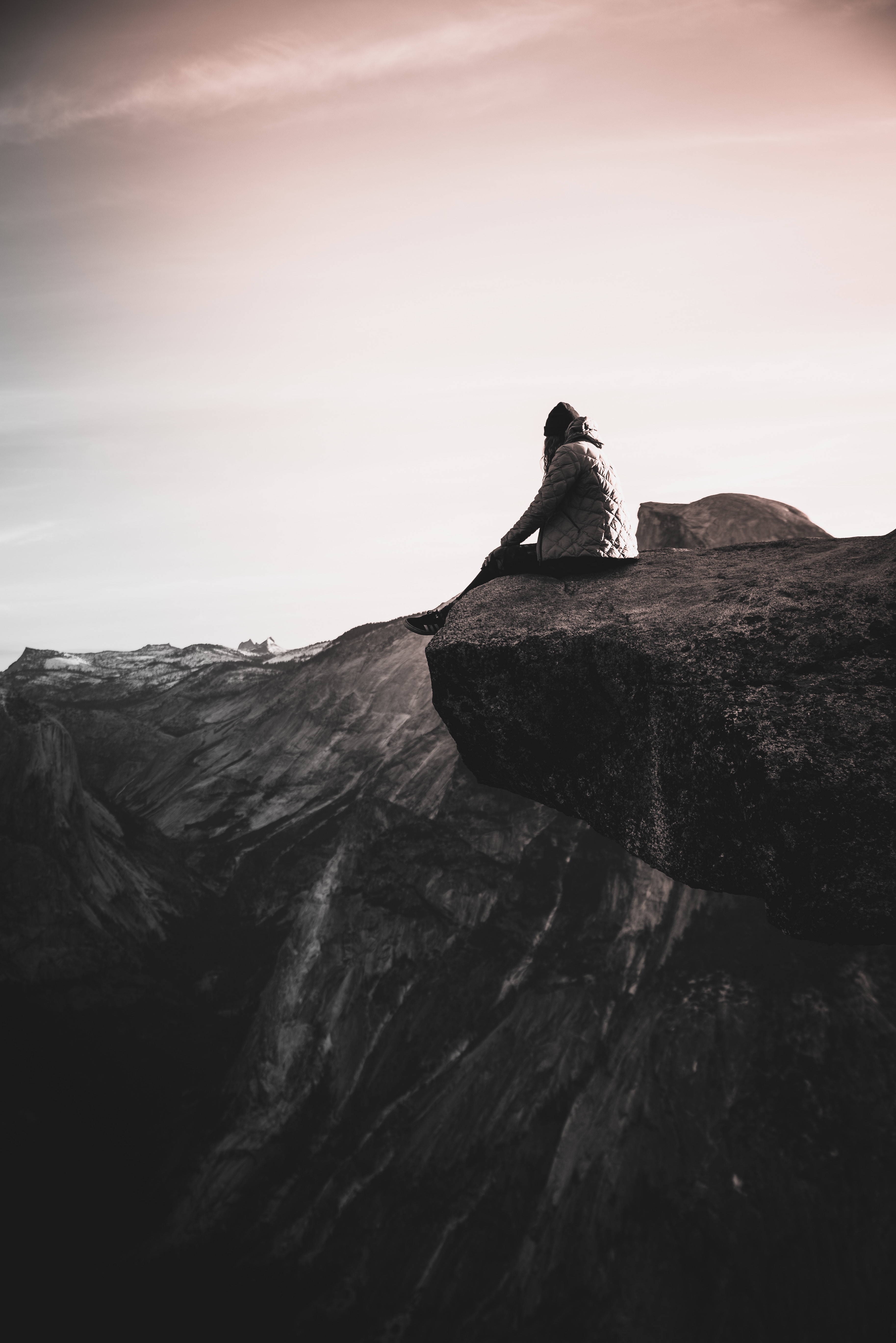 nature, rock, break, precipice, human, person, loneliness wallpapers for tablet
