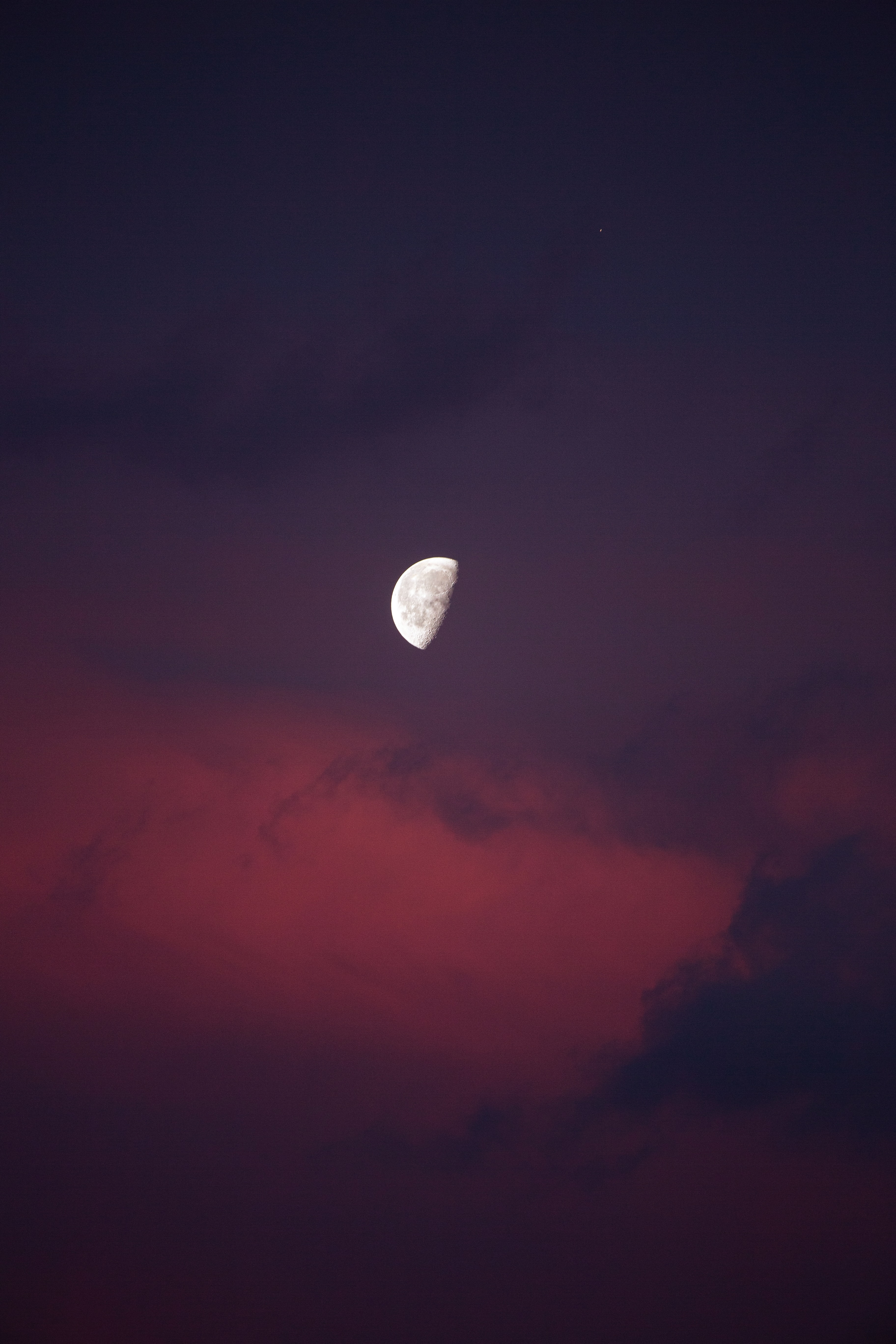 Download mobile wallpaper Nature, Sky, Pink, Night, Moon, Full Moon for free.