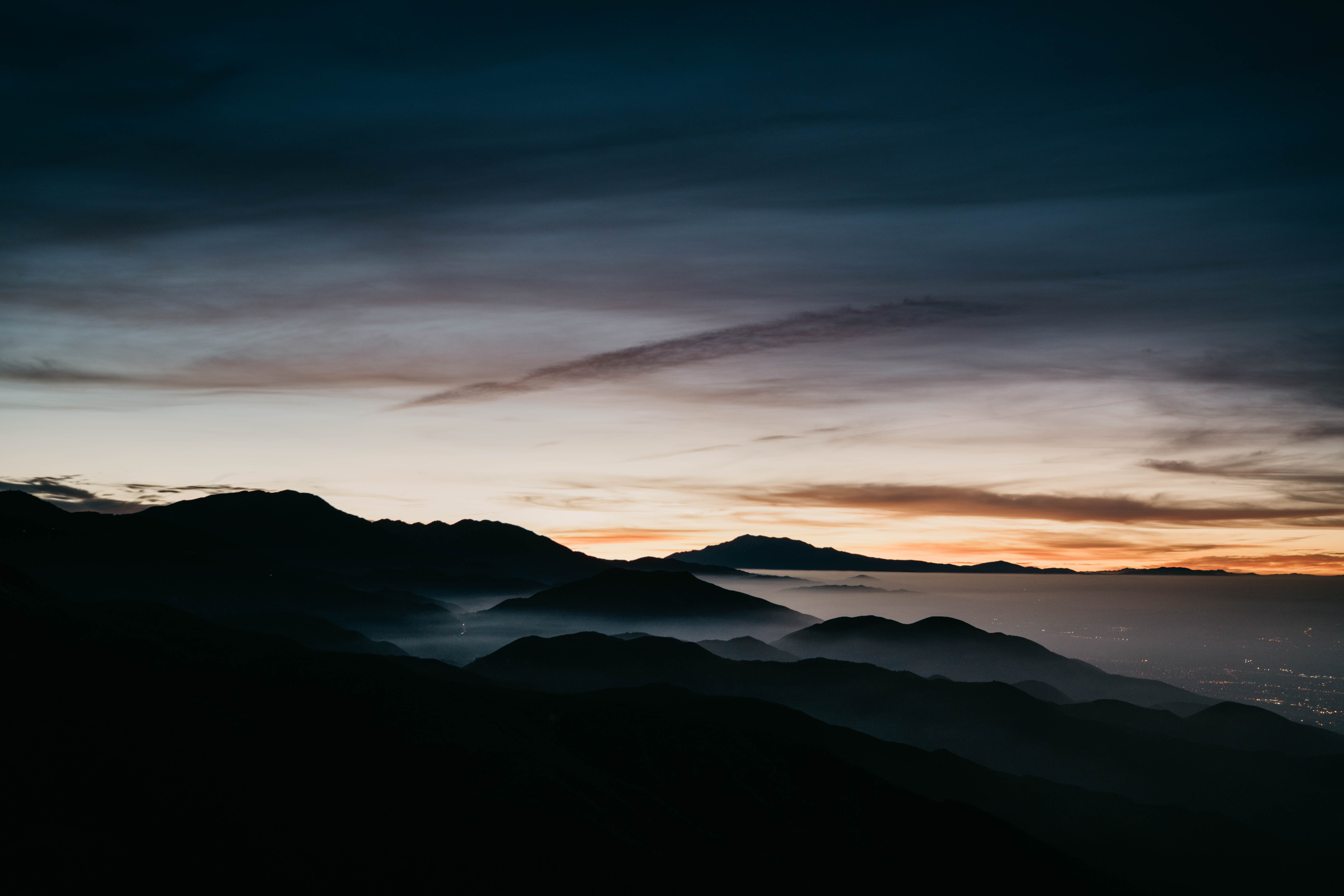 Free download wallpaper Sky, Fog, Mountains, Night, Nature on your PC desktop