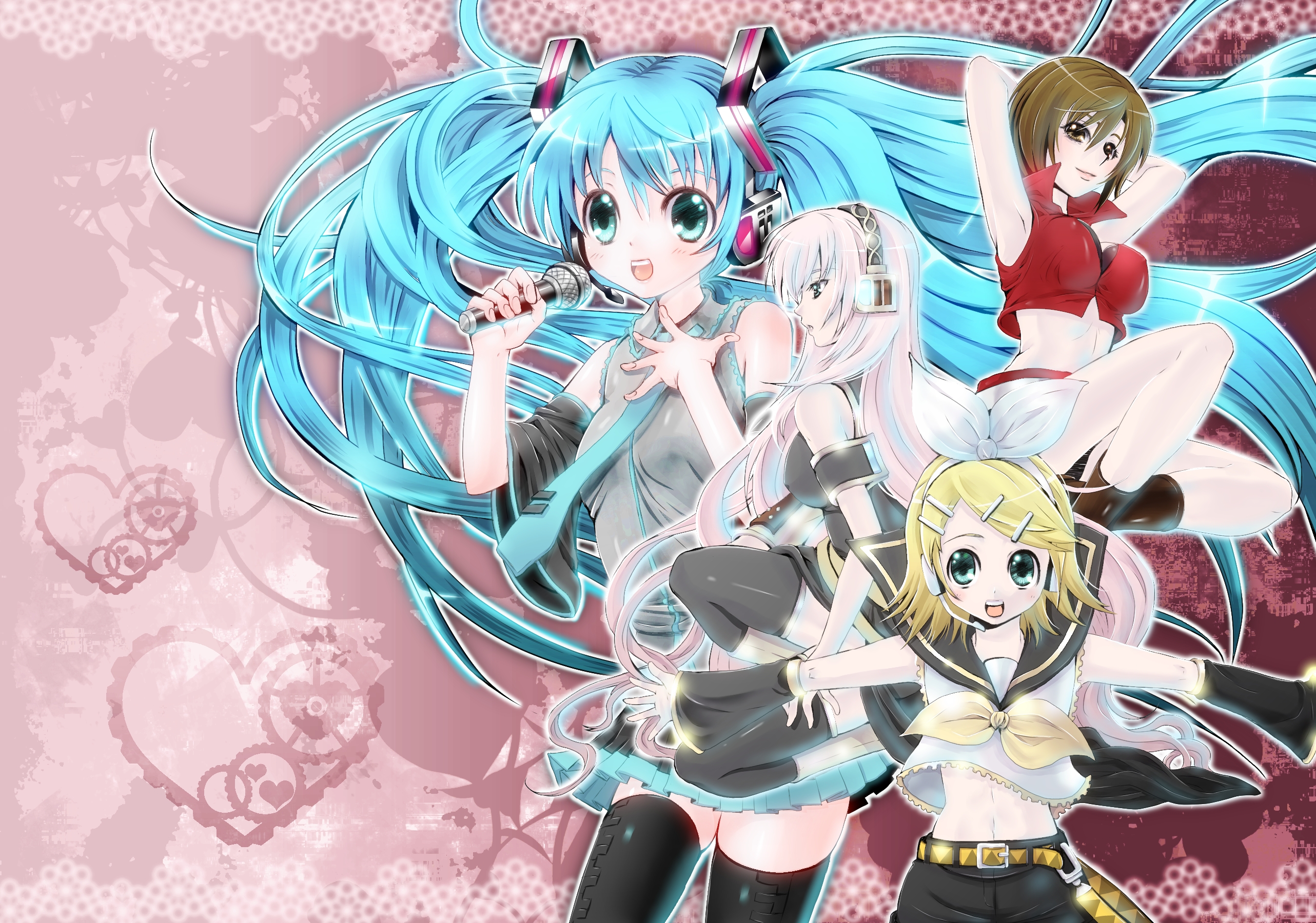 Download mobile wallpaper Anime, Vocaloid, Hatsune Miku, Rin Kagamine, Kaito (Vocaloid), Meiko (Vocaloid) for free.