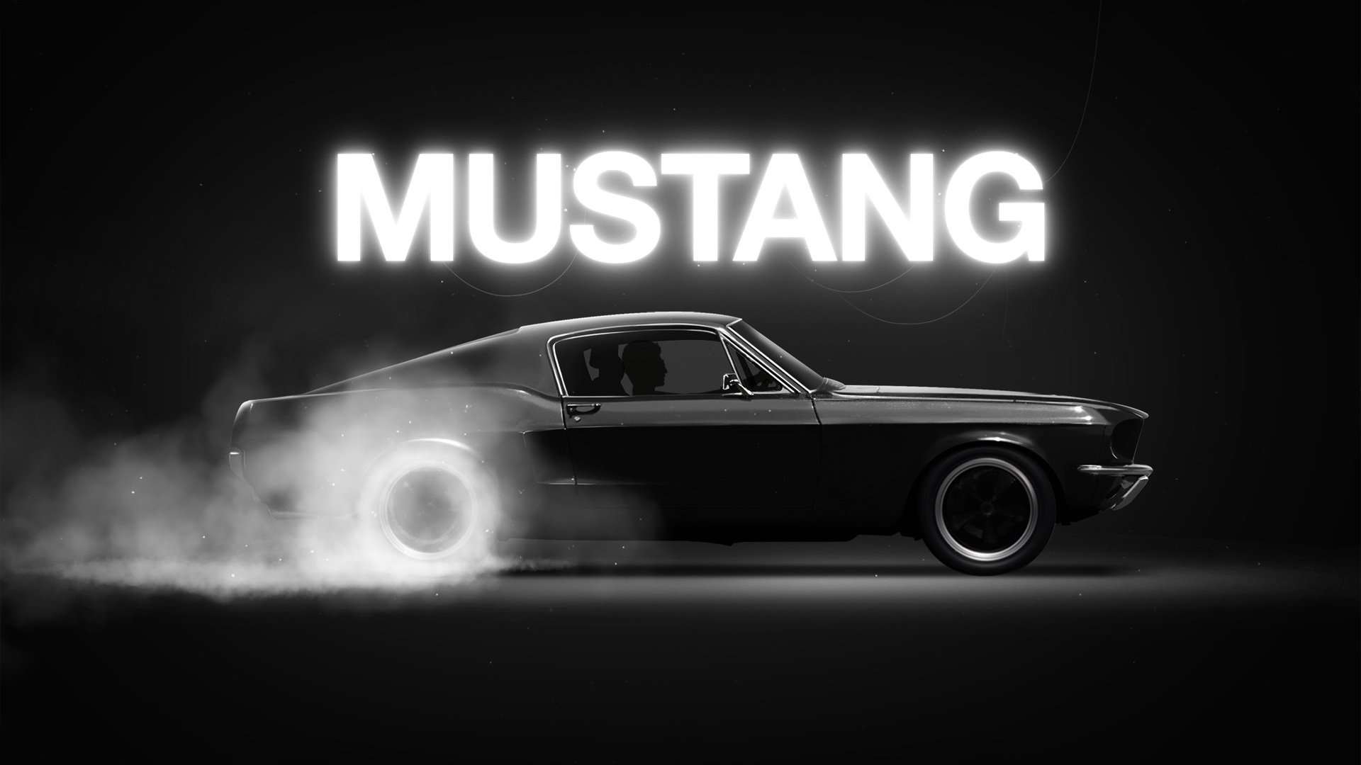 Download mobile wallpaper Smoke, Ford, Monochrome, Ford Mustang, Vehicles for free.