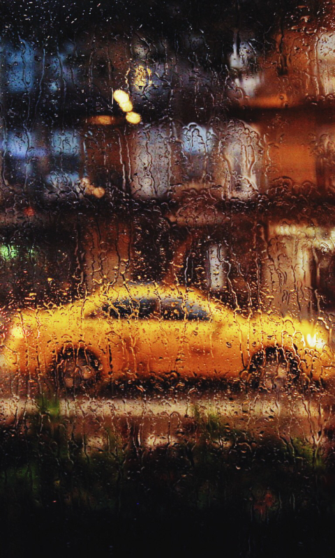 Скачать картинку Автомобиль, Окно, Улица, Фотографии, Капли Дождя в телефон бесплатно.