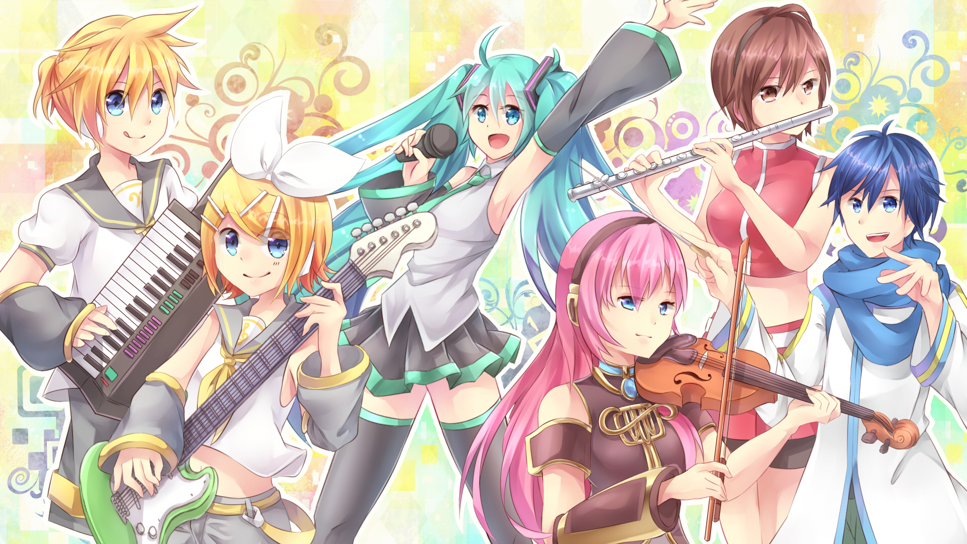 Descarga gratis la imagen Vocaloid, Luka Megurine, Animado, Hatsune Miku, Rin Kagamine, Kaito (Vocaloid), Len Kagamine, Meiko (Vocaloid) en el escritorio de tu PC