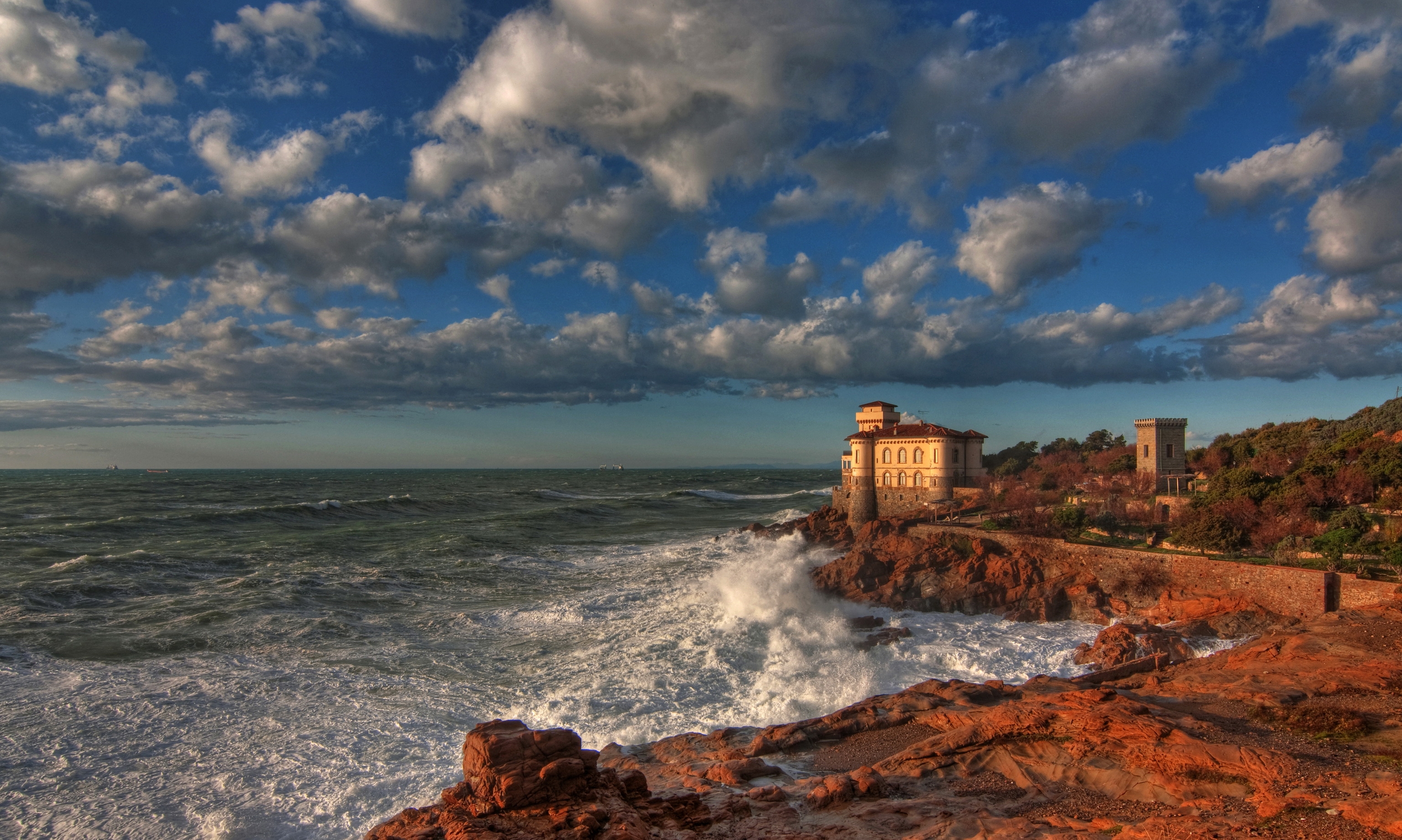 hdr, nature, sky, clouds, italy, lock, coast, boccale castle livorno wallpapers for tablet