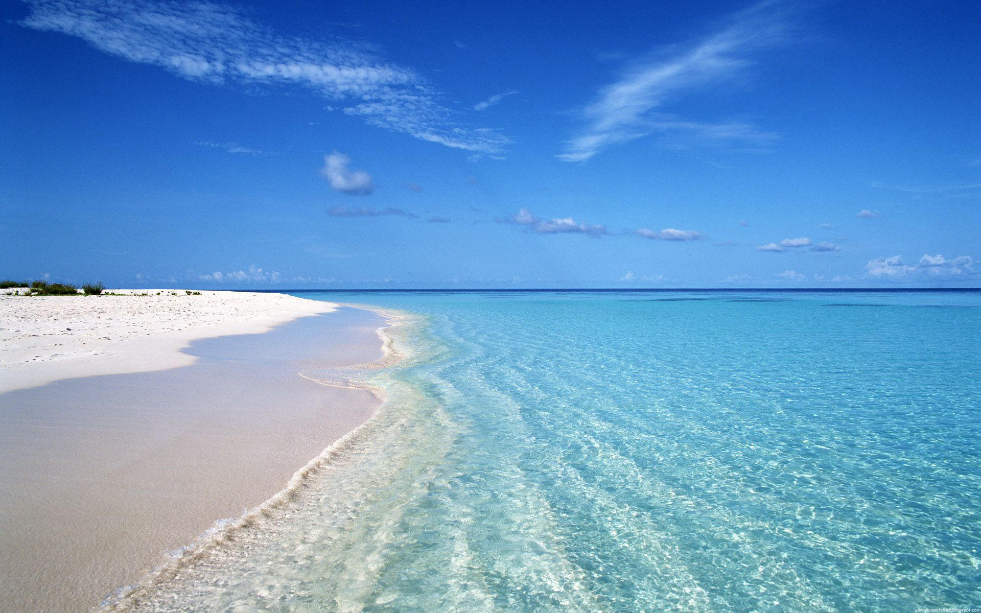 Download mobile wallpaper Horizon, Sea, Sand, Beach, Water, Ocean, Tropical, Earth for free.