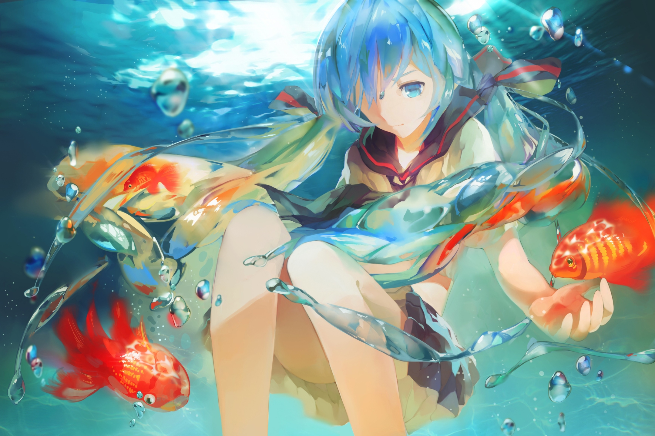 Handy-Wallpaper Wasser, Vocaloid, Hatsune Miku, Animes kostenlos herunterladen.