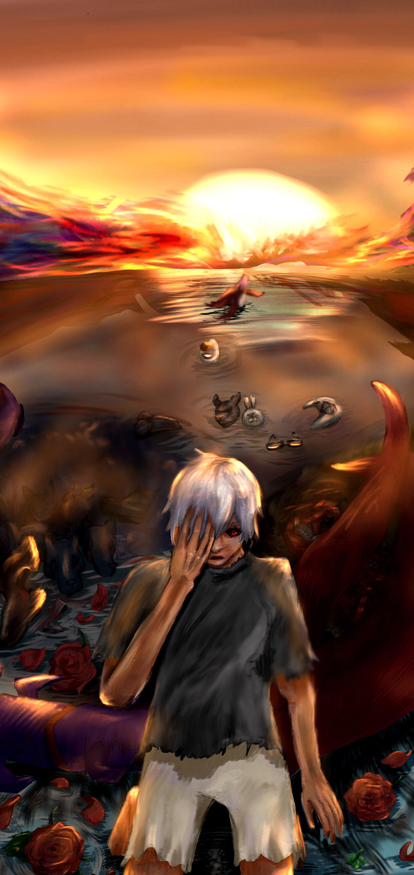 Descarga gratuita de fondo de pantalla para móvil de Animado, Atardecer, Puesta De Sol, Ken Kaneki, Tokyo Ghoul, Kagune (Ghoul De Tokio).