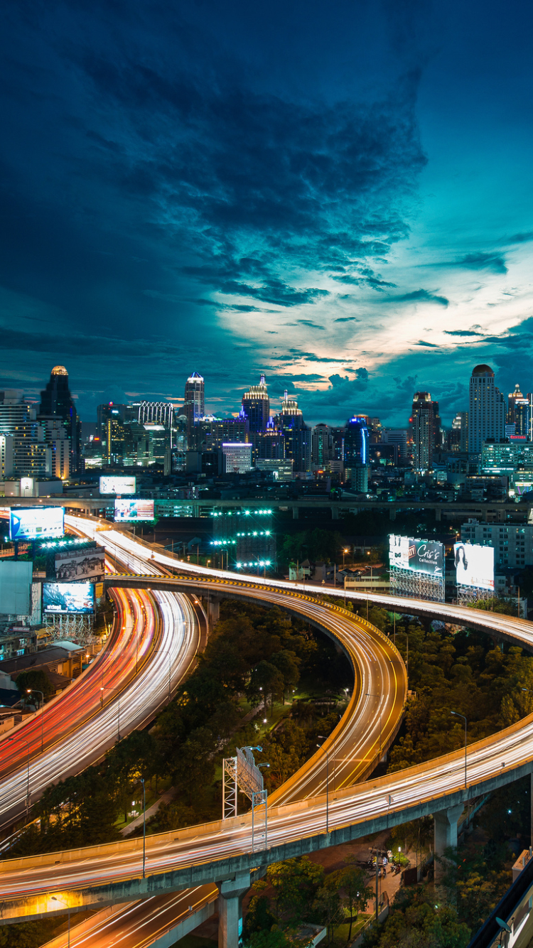 Download mobile wallpaper Cities, City, Bangkok, Man Made, Time Lapse for free.