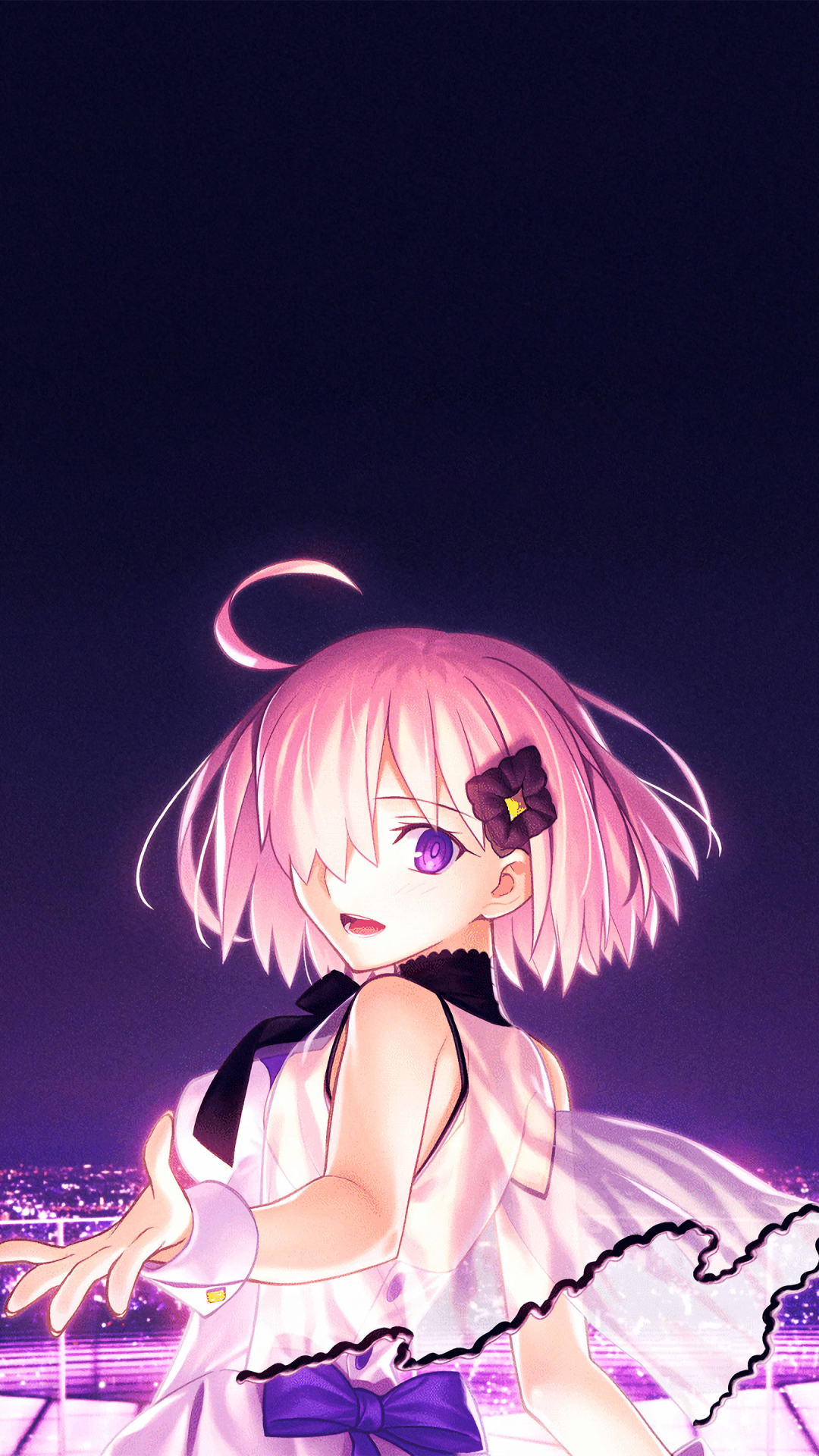 Download mobile wallpaper Anime, Night, Pink Hair, Short Hair, Purple Eyes, Fate/grand Order, Mashu Kyrielight, Fate Series for free.