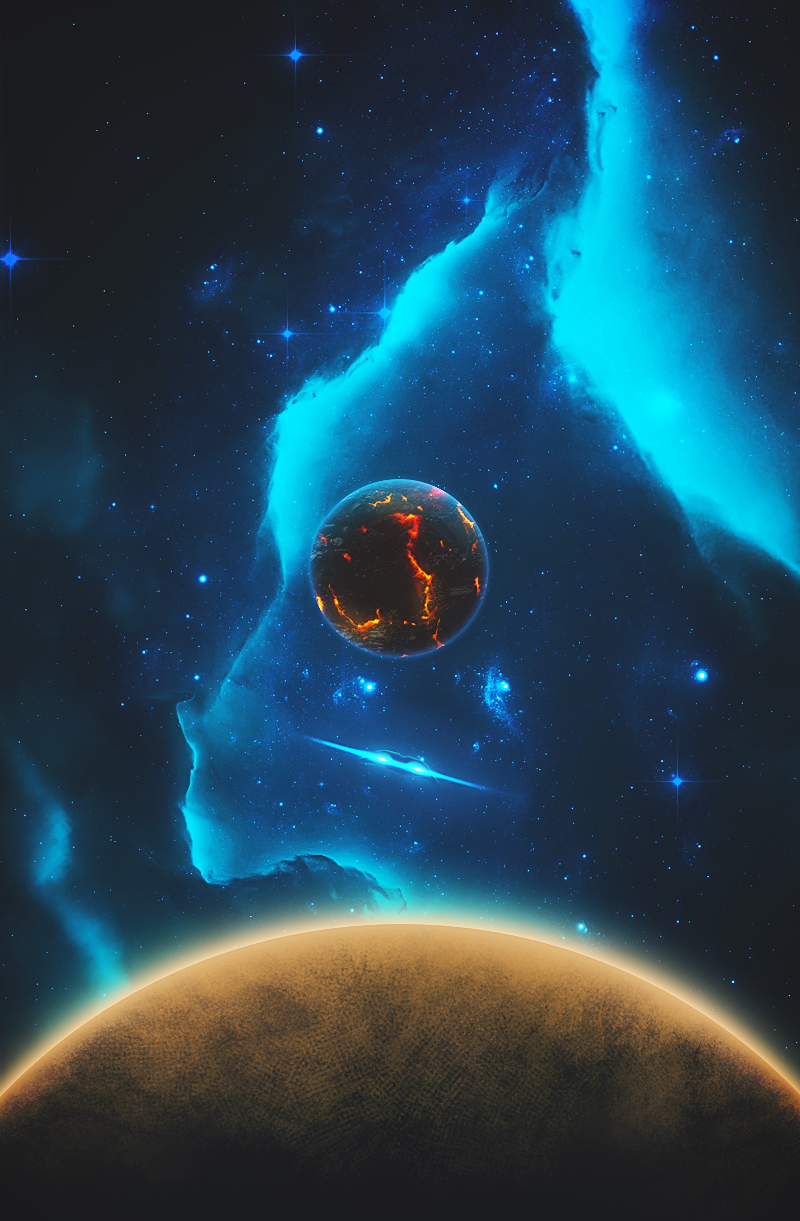 Download mobile wallpaper Stars, Nebula, Universe, Planets, Art for free.
