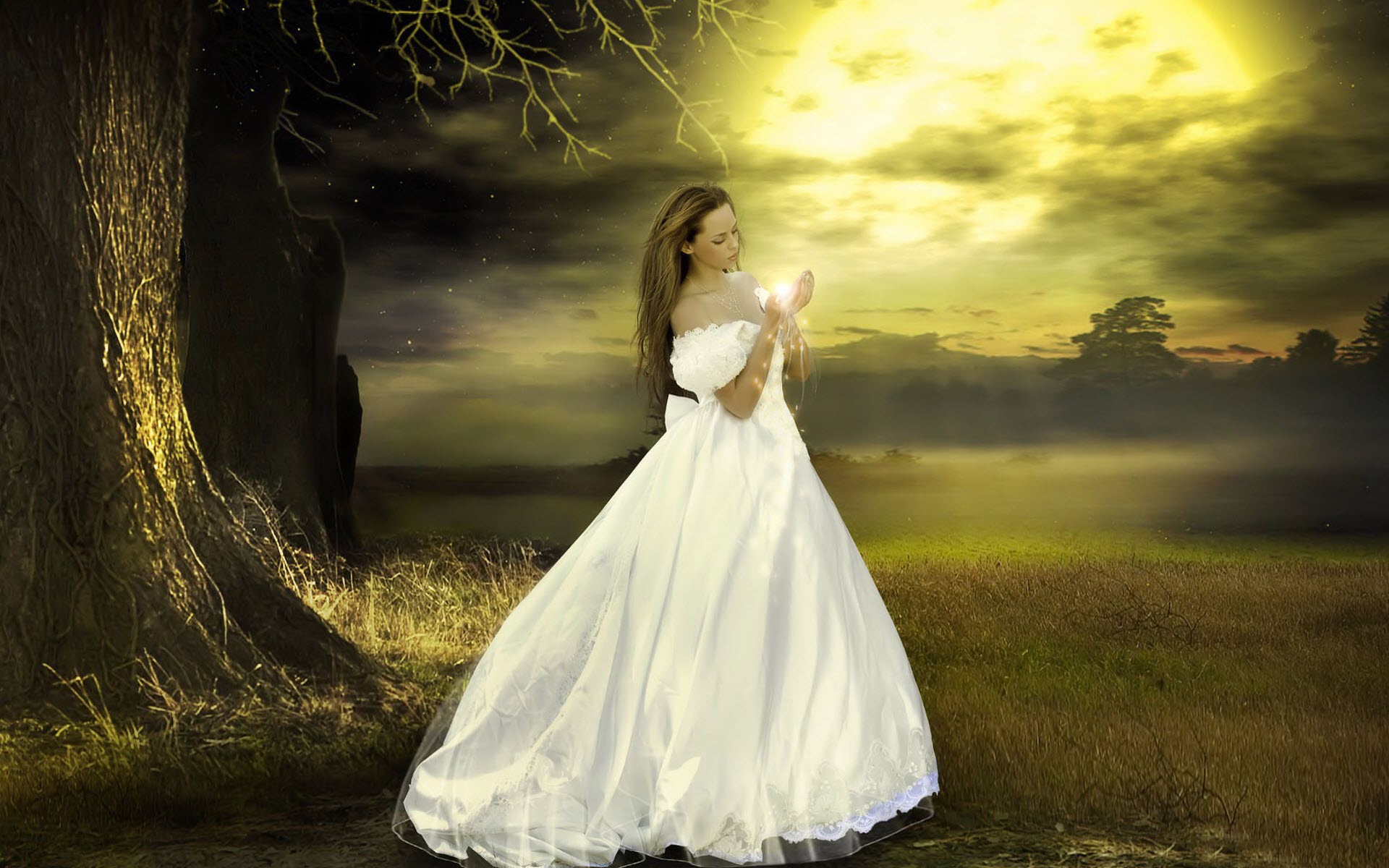 Free download wallpaper Magic, Fantasy, Light, Women, White Dress on your PC desktop