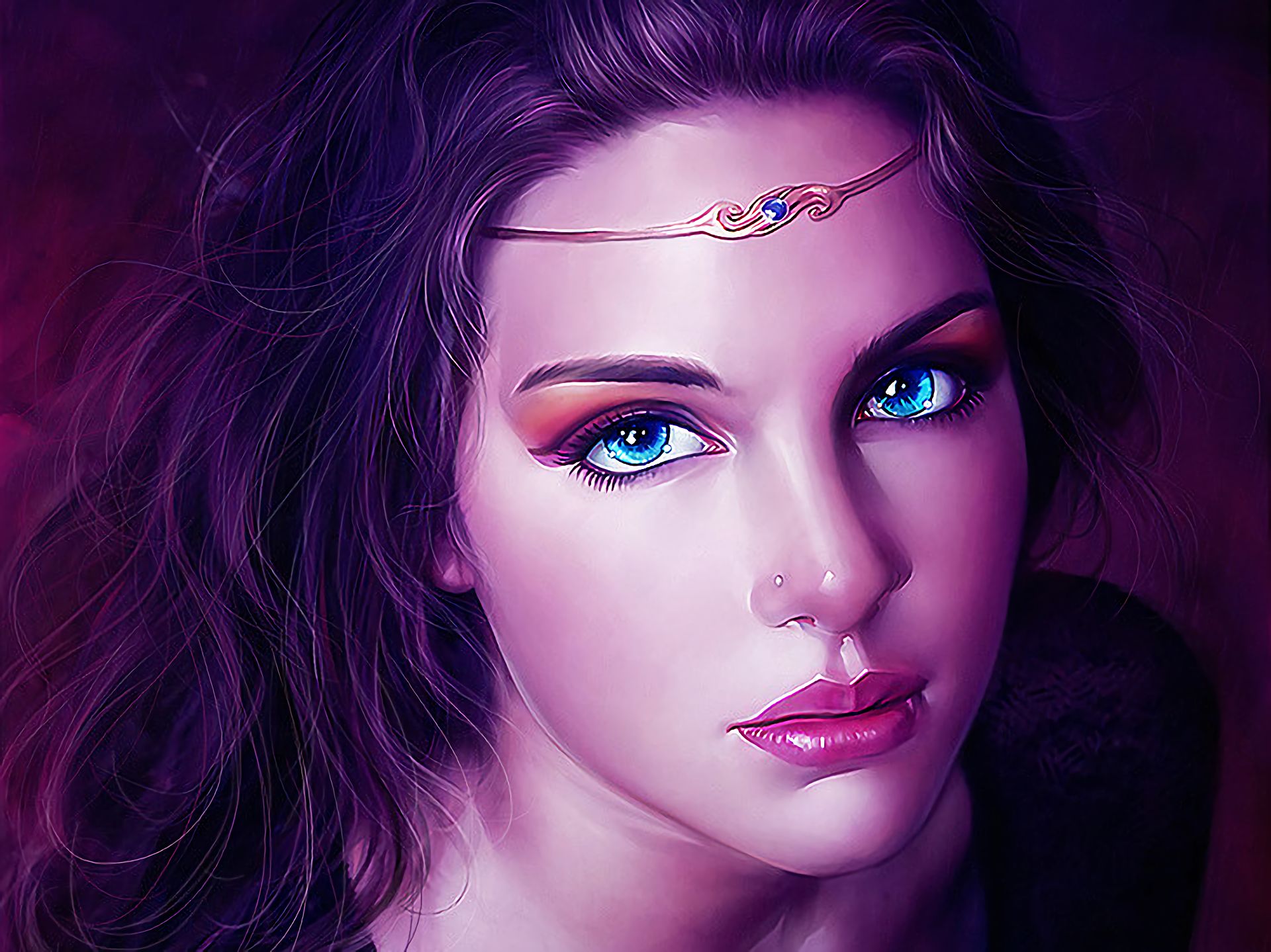 Free download wallpaper Fantasy, Face, Women, Blue Eyes on your PC desktop