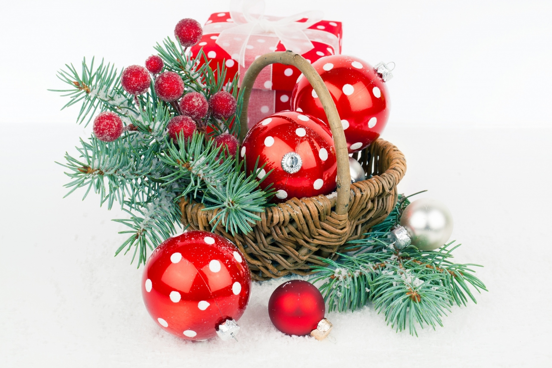 Завантажити шпалери безкоштовно Різдво, Свято, Подарунок, Кошик, Прикраса картинка на робочий стіл ПК