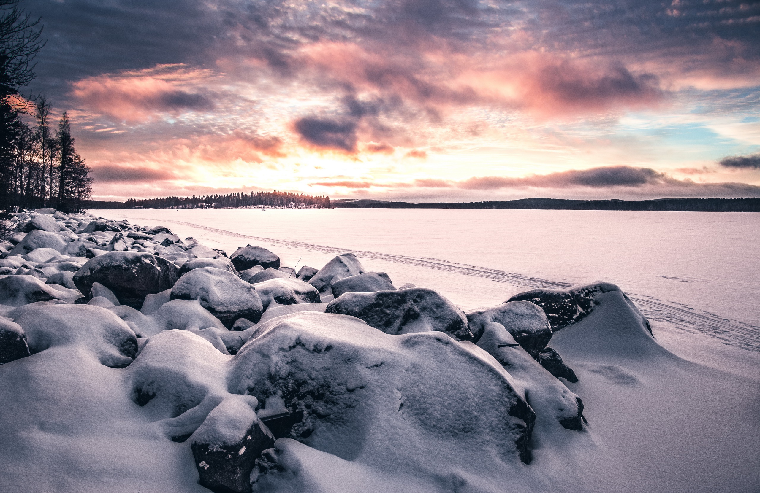 Download mobile wallpaper Landscape, Winter, Nature, Snow, Earth, Cloud for free.