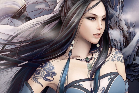 Download mobile wallpaper Dark, Tattoo, Asian, Video Game, Jx Online for free.