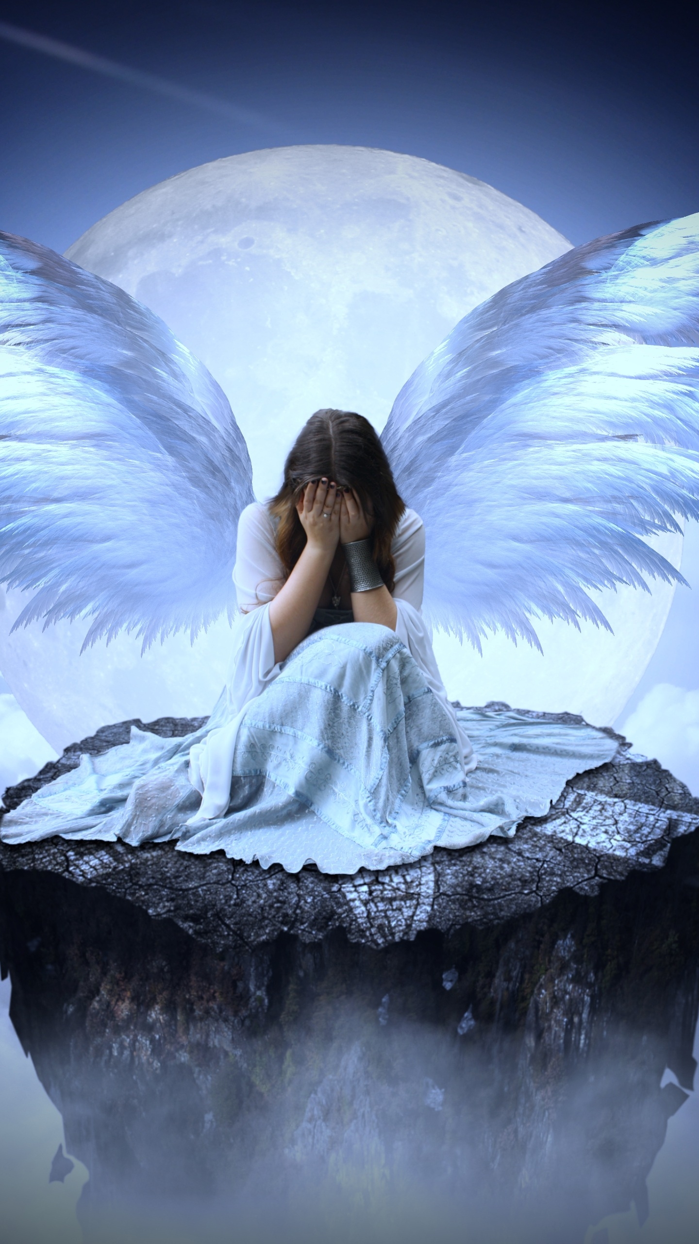 Download mobile wallpaper Fantasy, Sad, Angel, Crying for free.