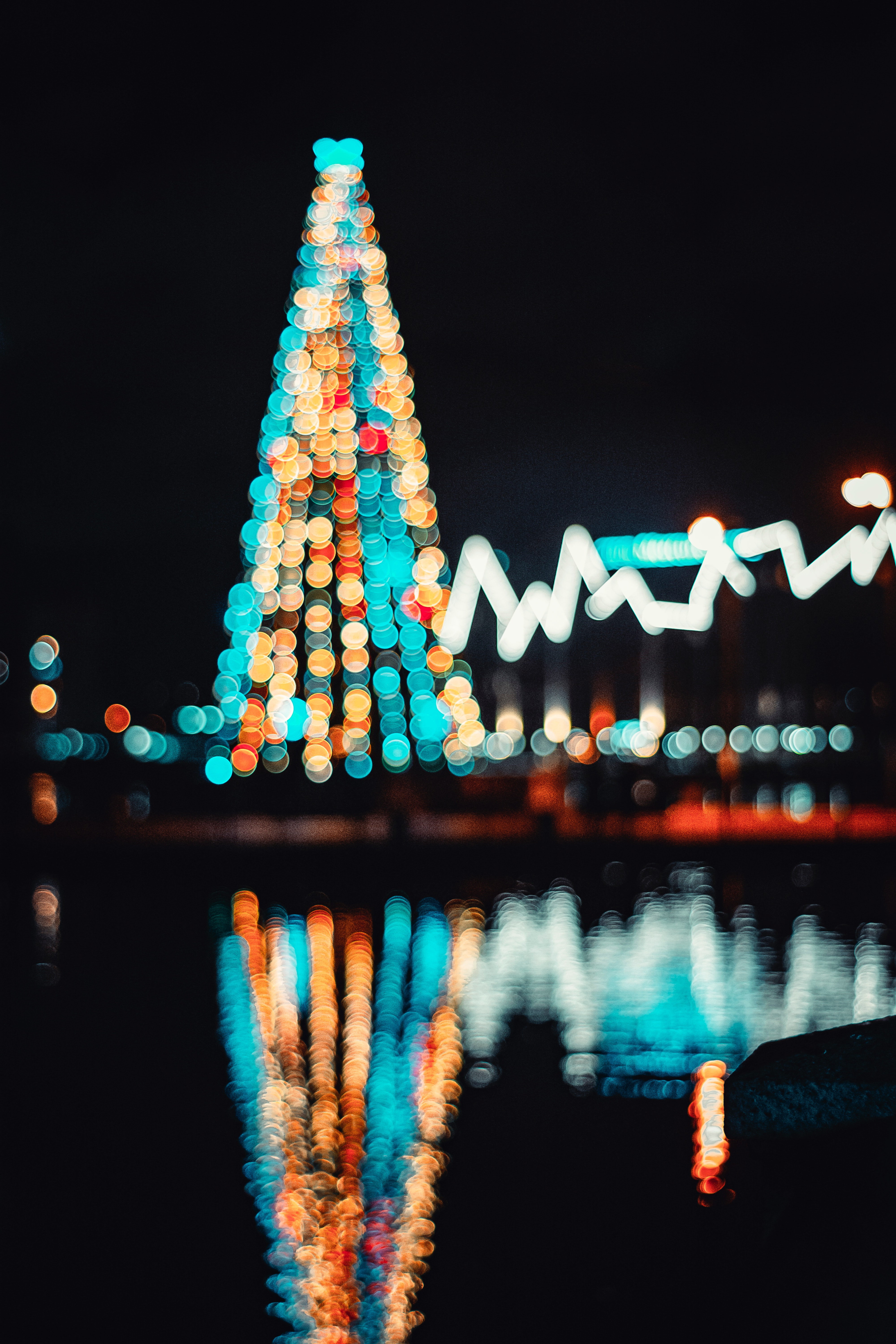lighting, holidays, new year, glare, christmas, illumination, christmas tree, bokeh, boquet
