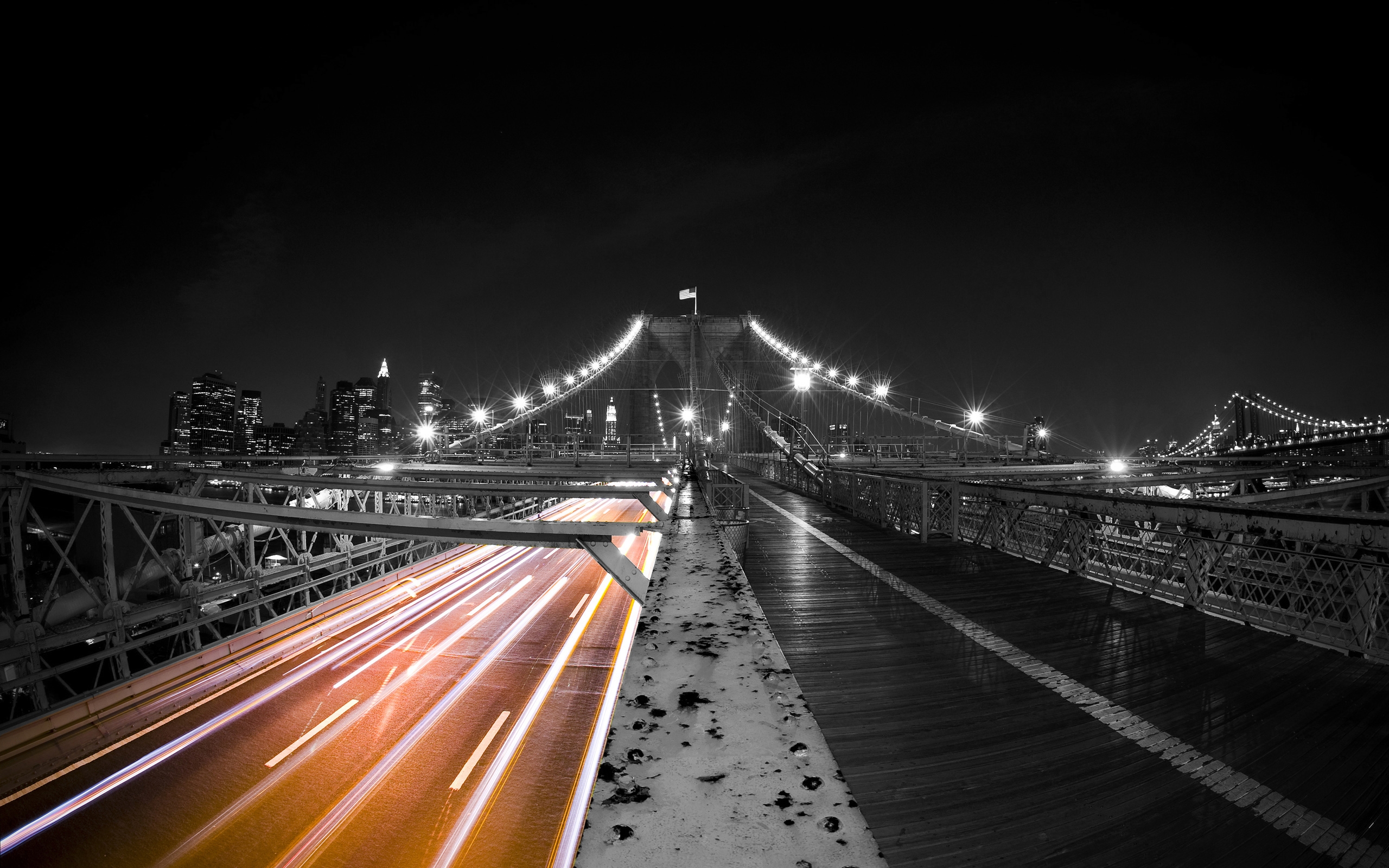 167934 скачать картинку фотографии, манипуляции, мост, бруклинский мост, манхэттен, нью йорк - обои и заставки бесплатно