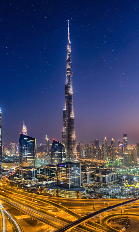 Baixar papel de parede para celular de Cidades, Noite, Cidade, Dubai, Megapolis, Emirados Árabes Unidos, Burj Khalifa, Feito Pelo Homem gratuito.