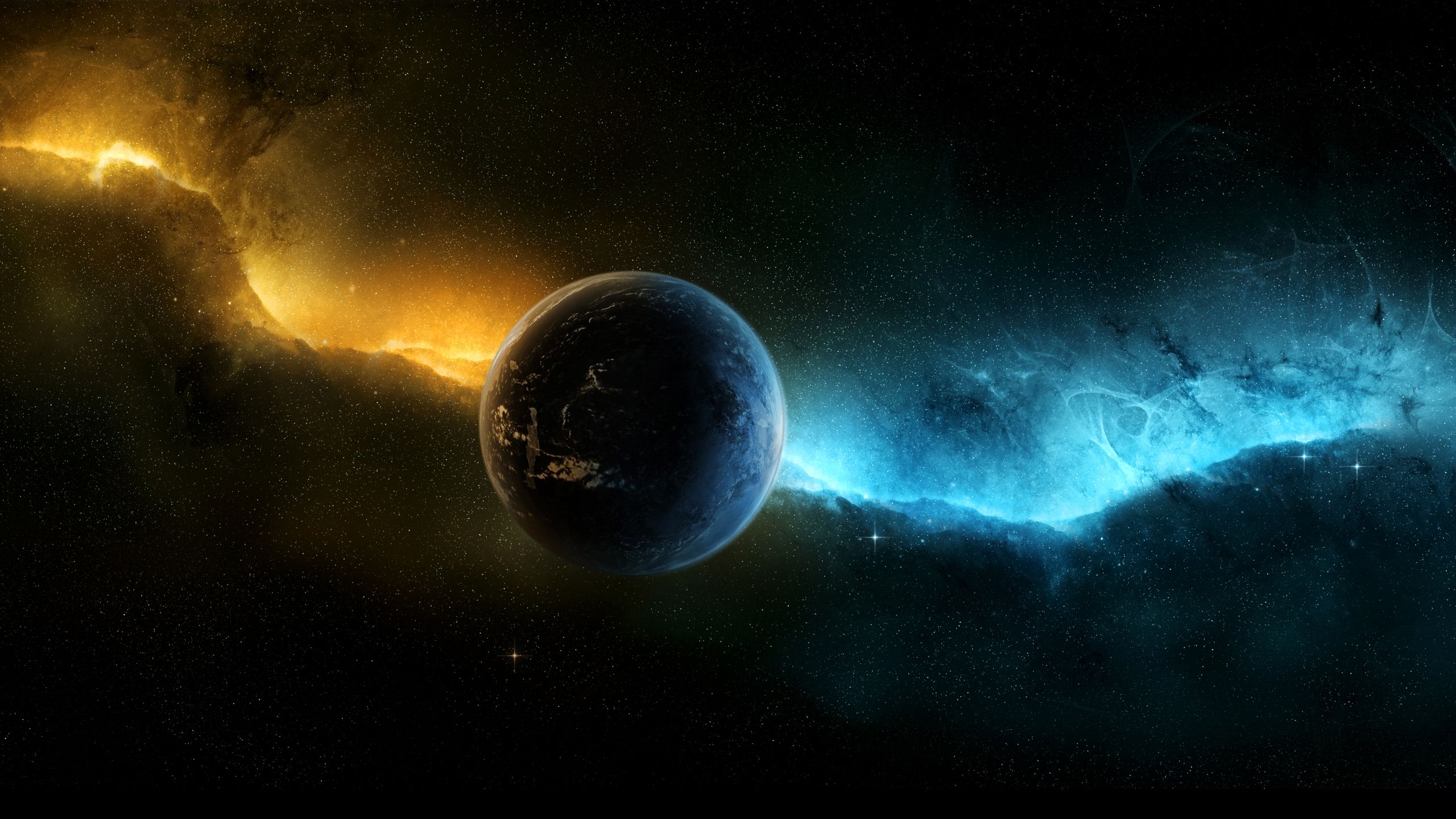 Скачать обои бесплатно Свет, Синий, Планета, Жёлтый, Научная Фантастика картинка на рабочий стол ПК