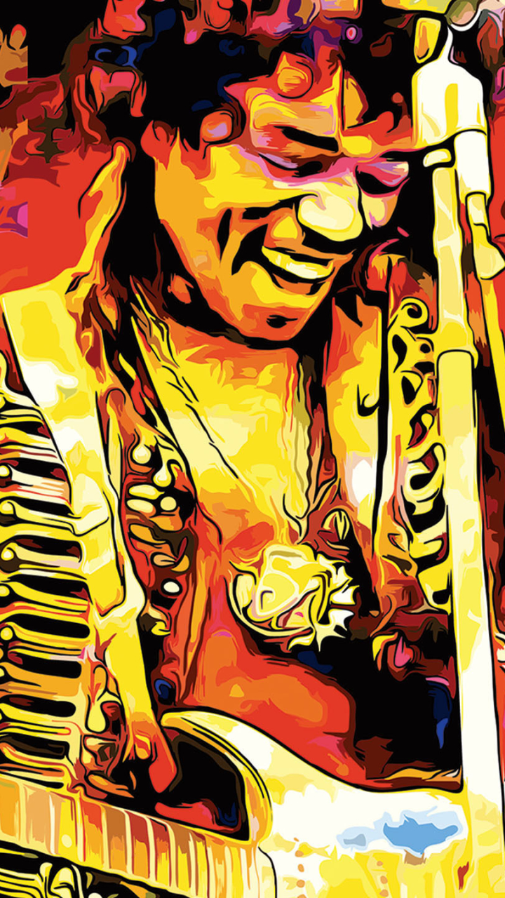 Handy-Wallpaper Musik, Farben, Gitarre, Bunt, Jimi Hendrix kostenlos herunterladen.