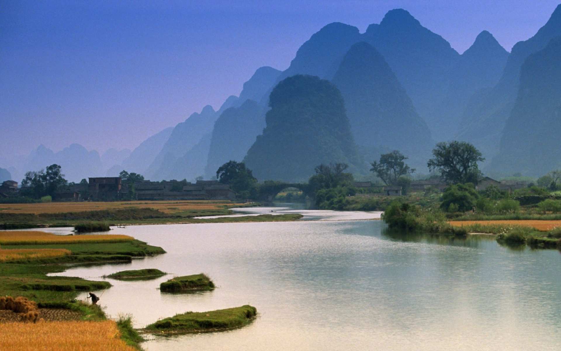 Laden Sie das Landschaft, China, Fotografie, Angeln, Li Fluss-Bild kostenlos auf Ihren PC-Desktop herunter