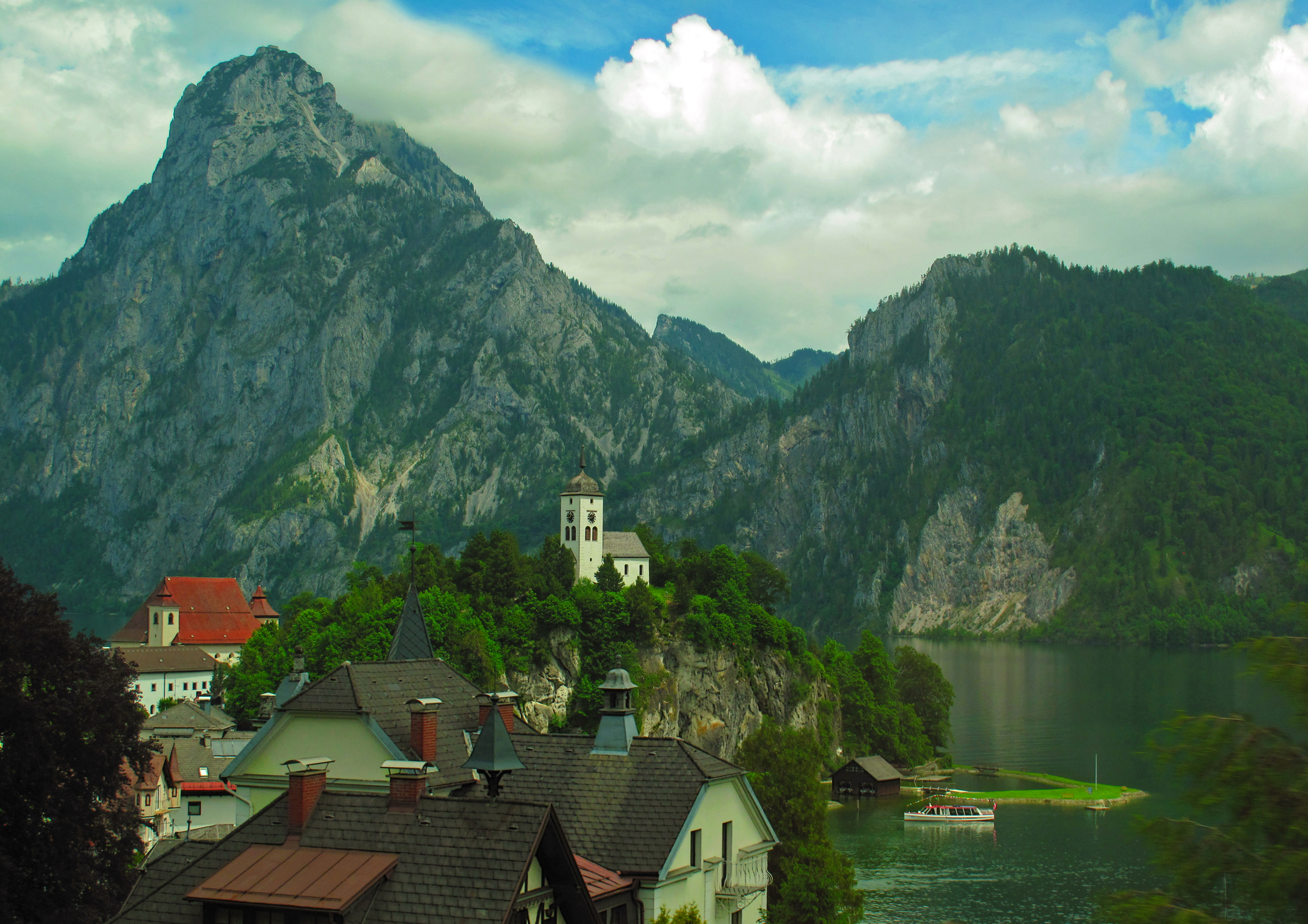 Download mobile wallpaper Landscape, Mountain, House, Austria, Village, Man Made for free.