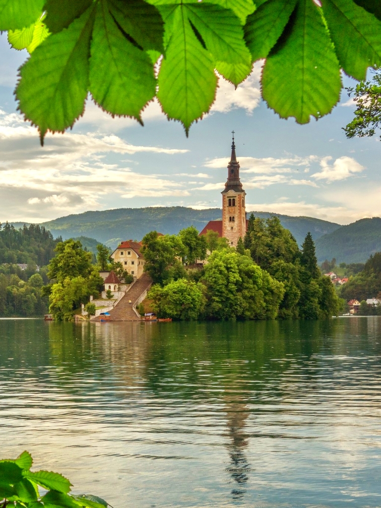 Download mobile wallpaper Church, Slovenia, Churches, Lake Bled, Religious, Assumption Of Mary Church for free.