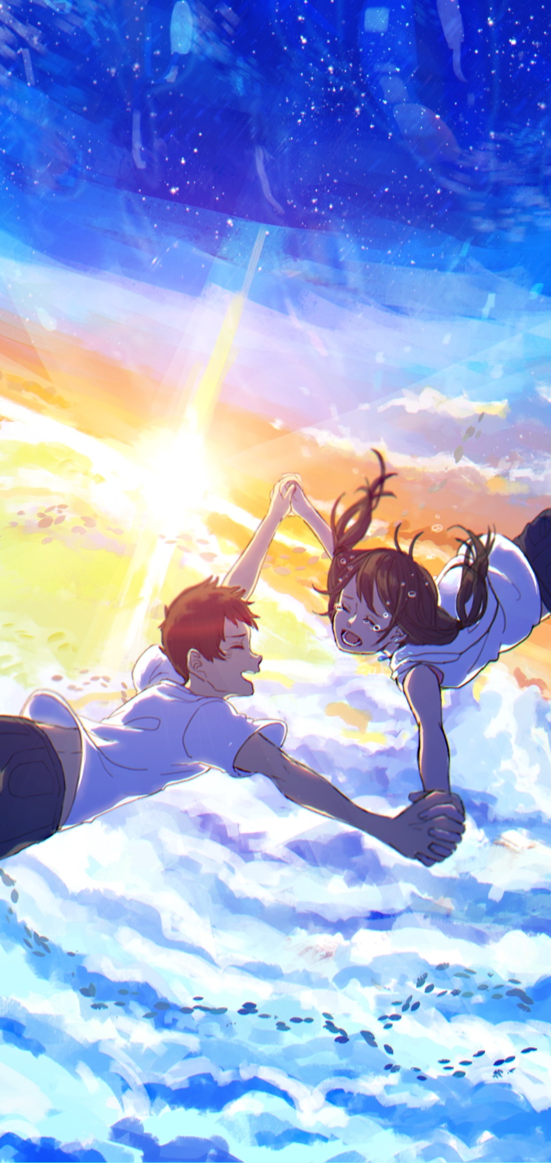 Download mobile wallpaper Anime, Sunset, Cloud, Weathering With You, Hina Amano, Hodaka Morishima for free.