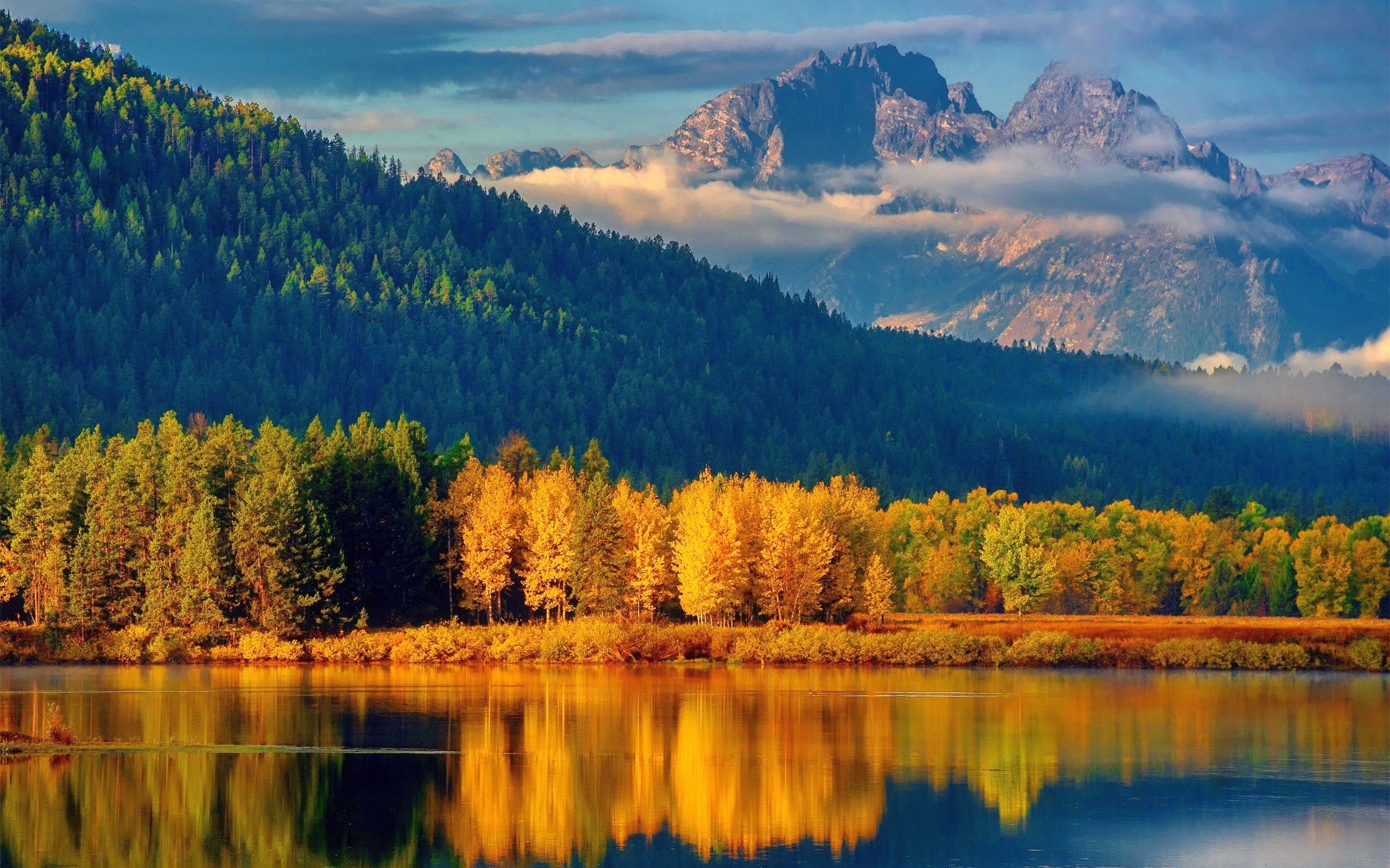無料モバイル壁紙湖, 秋, 木, 山, 地球, 反射をダウンロードします。