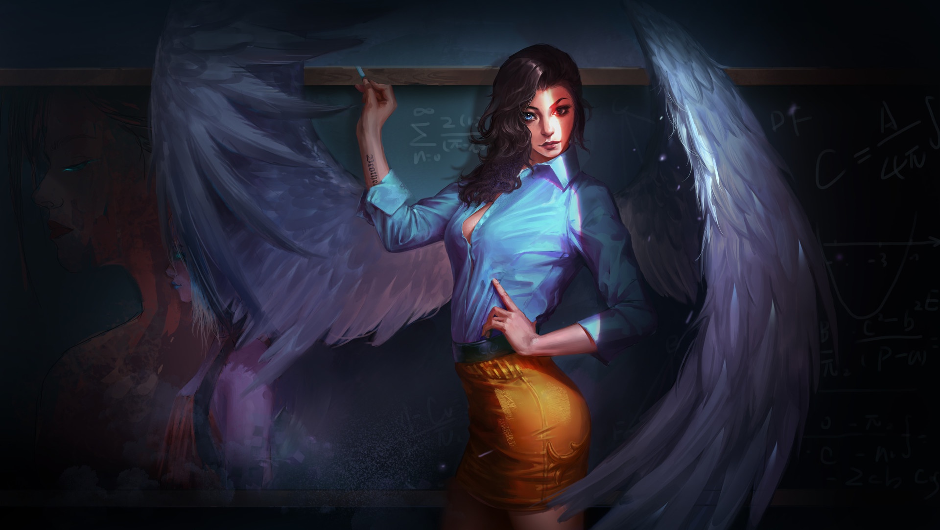 Download mobile wallpaper Fantasy, Wings, Angel, Heterochromia for free.
