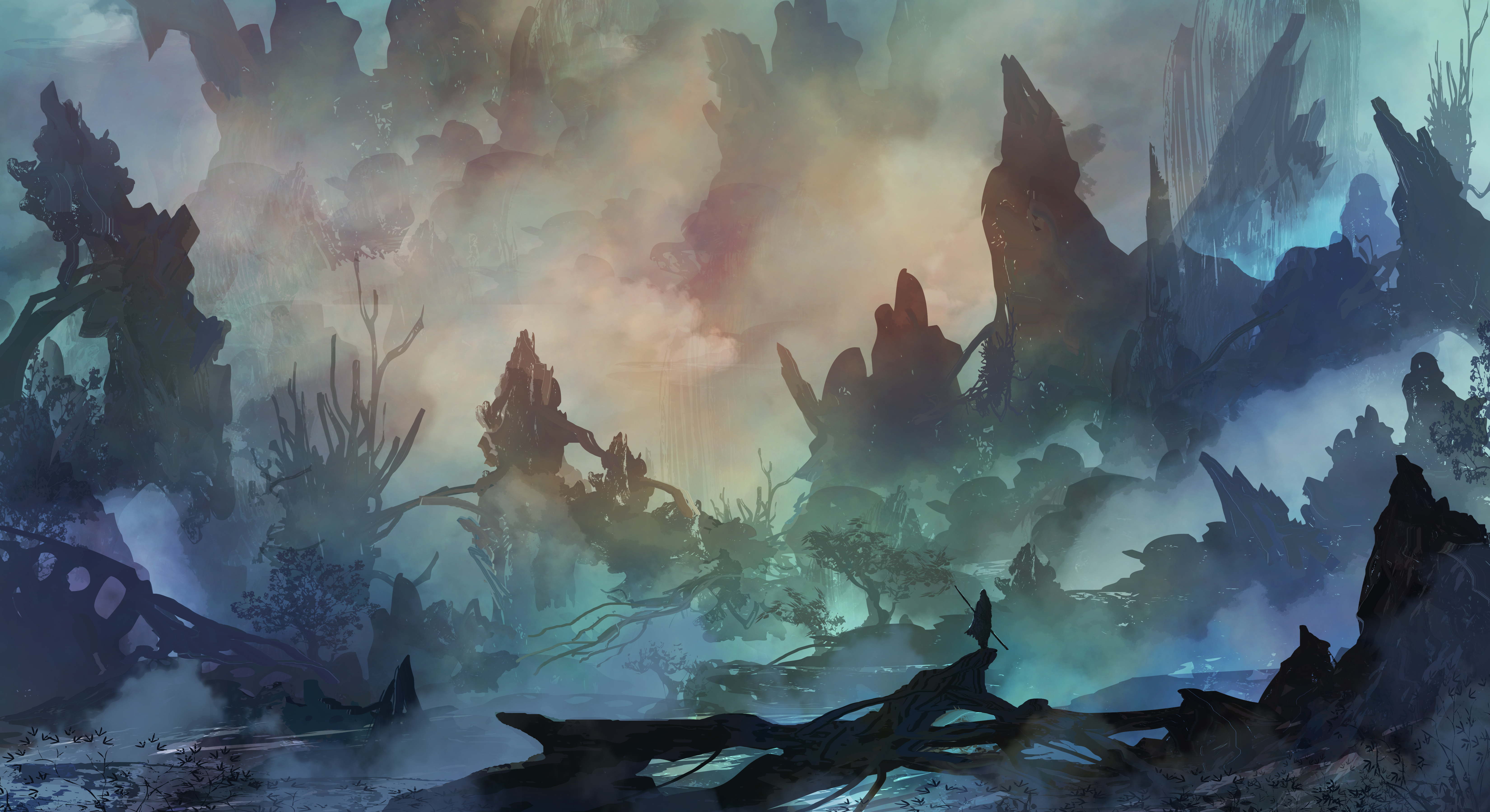 Free download wallpaper Landscape, Fantasy, Smoke on your PC desktop