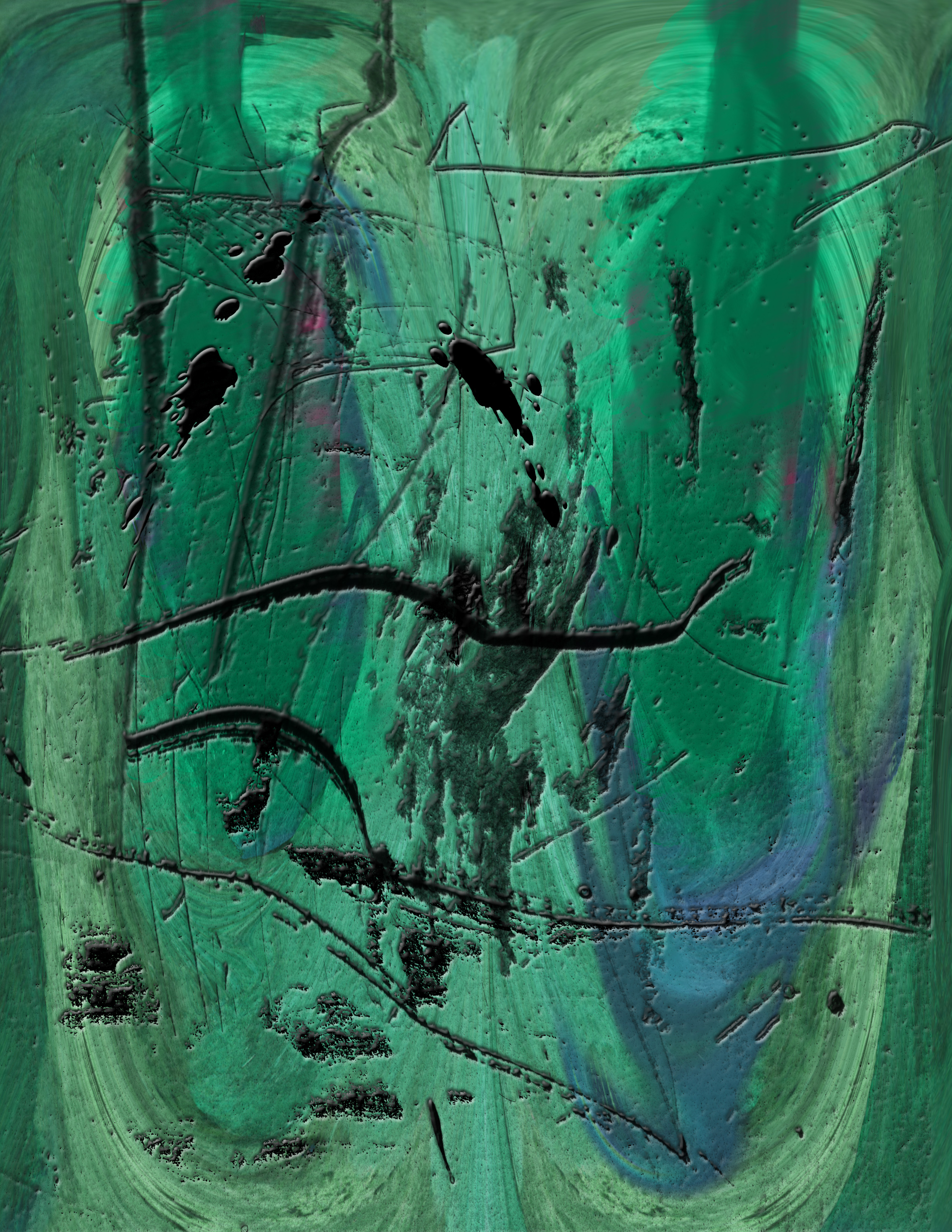 abstract, green, paint, canvas, blots