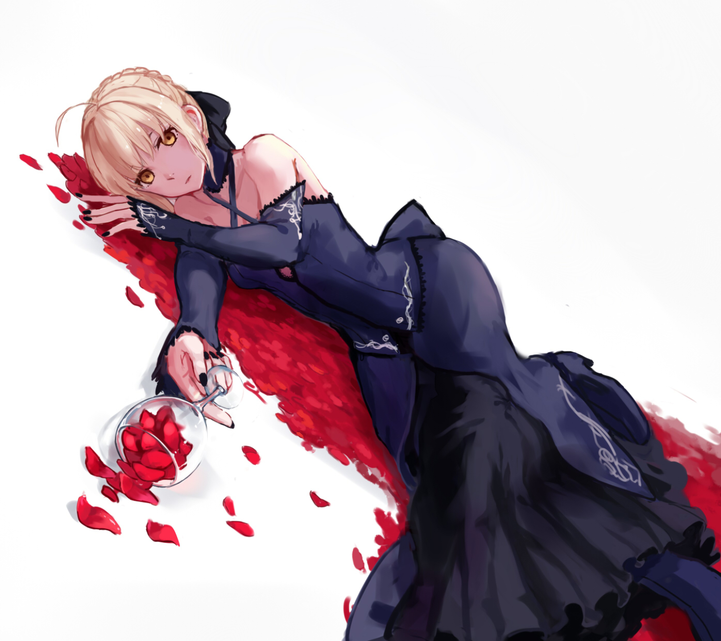 Download mobile wallpaper Anime, Blonde, Yellow Eyes, Short Hair, Saber (Fate Series), Fate/stay Night, Black Dress, Fate Series for free.
