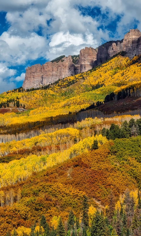 無料モバイル壁紙風景, 自然, 秋, 山, 森, 地球, クラウドをダウンロードします。