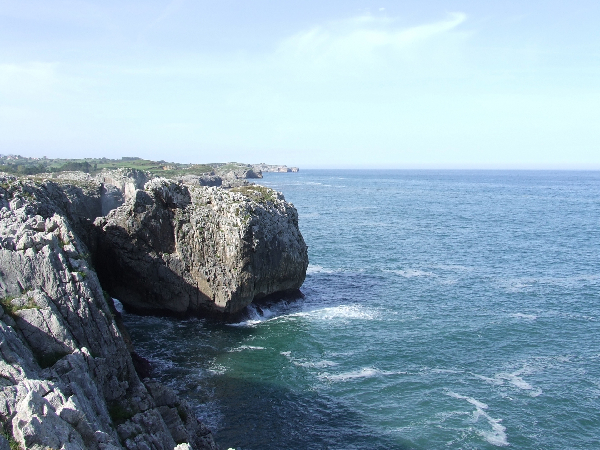 earth, cliff, asturias, coast, horizon, nature, sea, spain, water