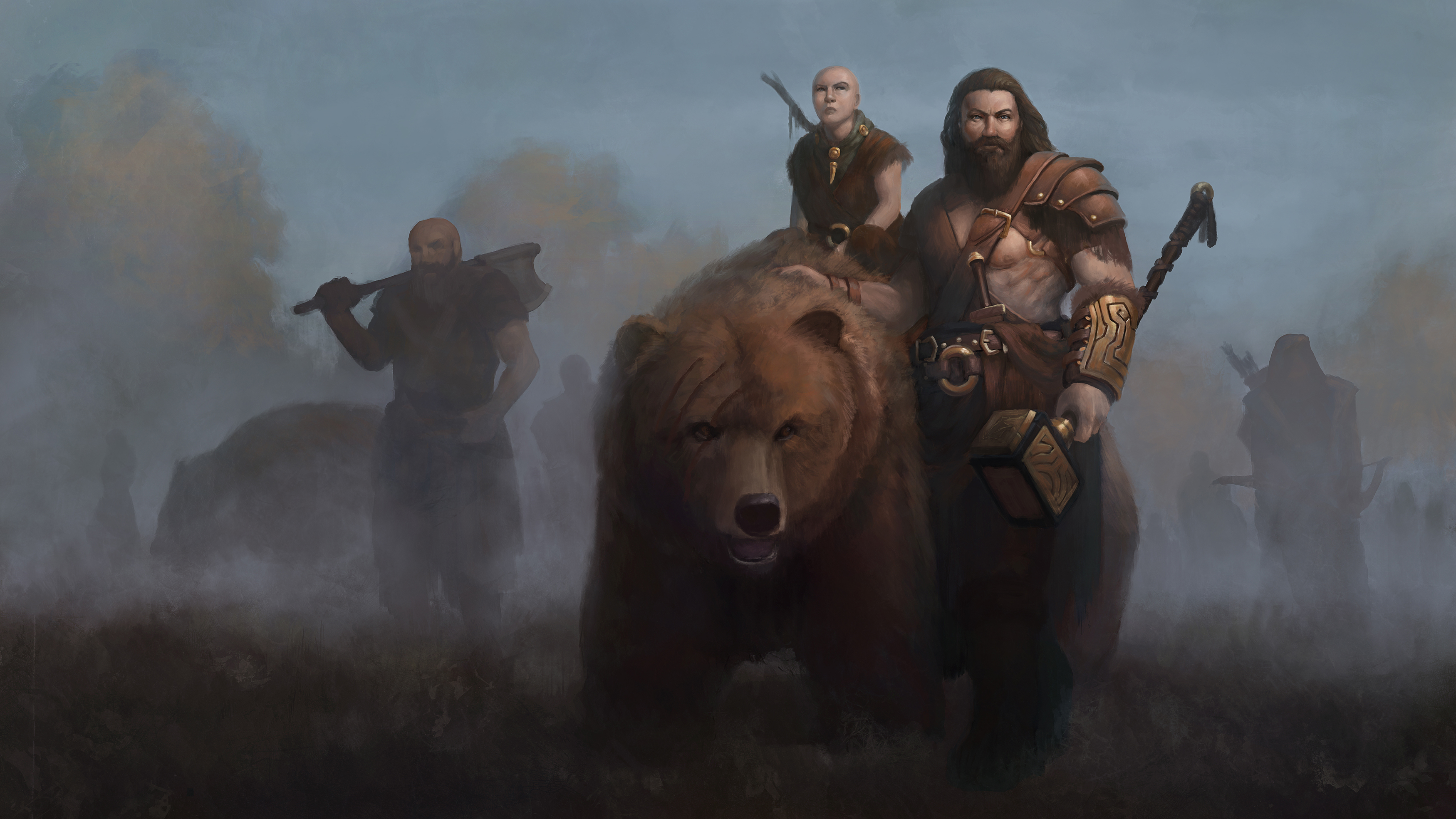 Free download wallpaper Fantasy, Bear, Warrior on your PC desktop