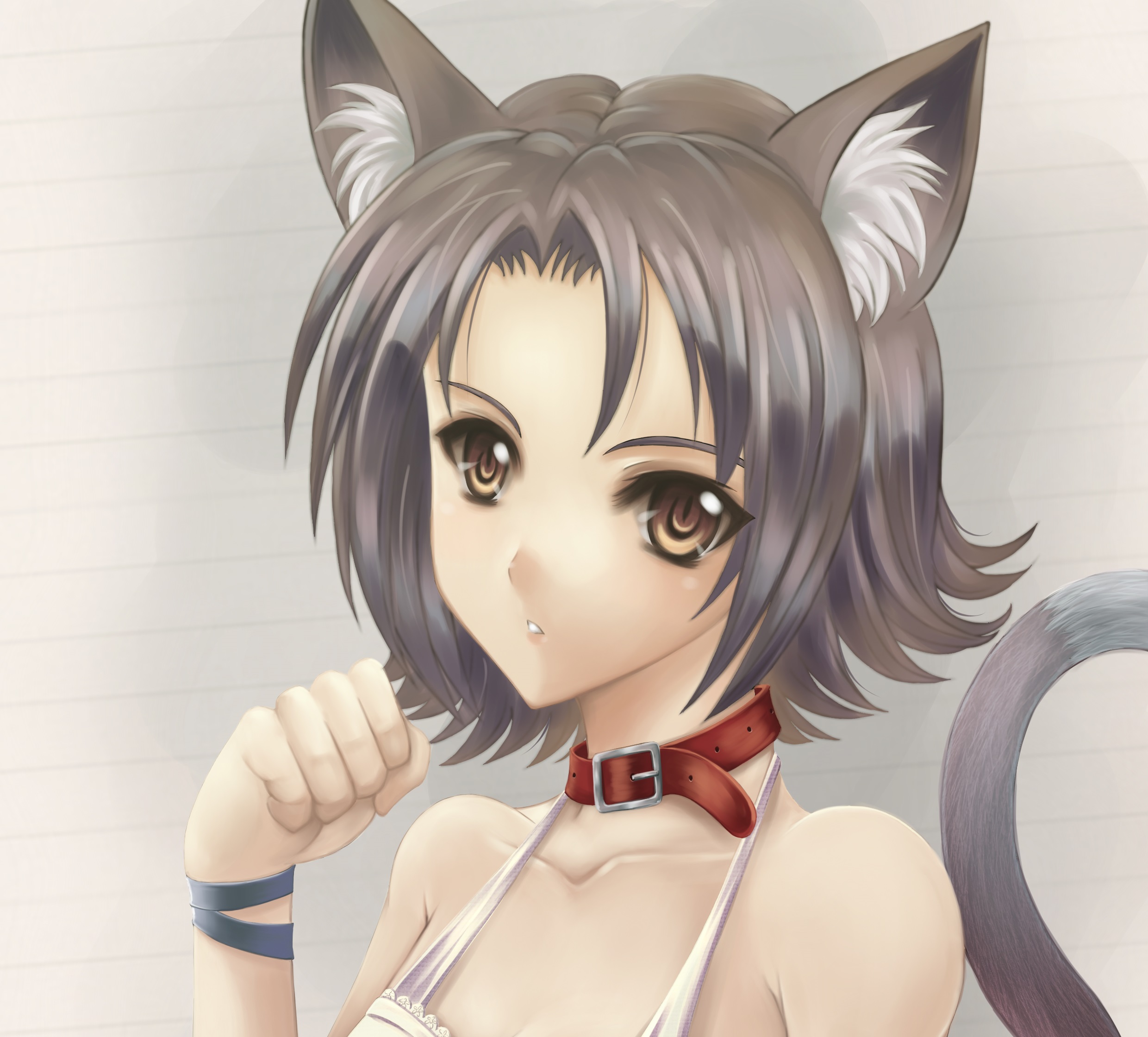 Free download wallpaper Anime, Tail, Original, Brown Eyes, Brown Hair, Short Hair, Cat Girl on your PC desktop