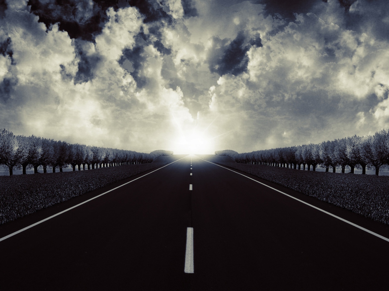 Download mobile wallpaper Sun, Road, Tree, Cloud, Man Made, Tree Lined for free.
