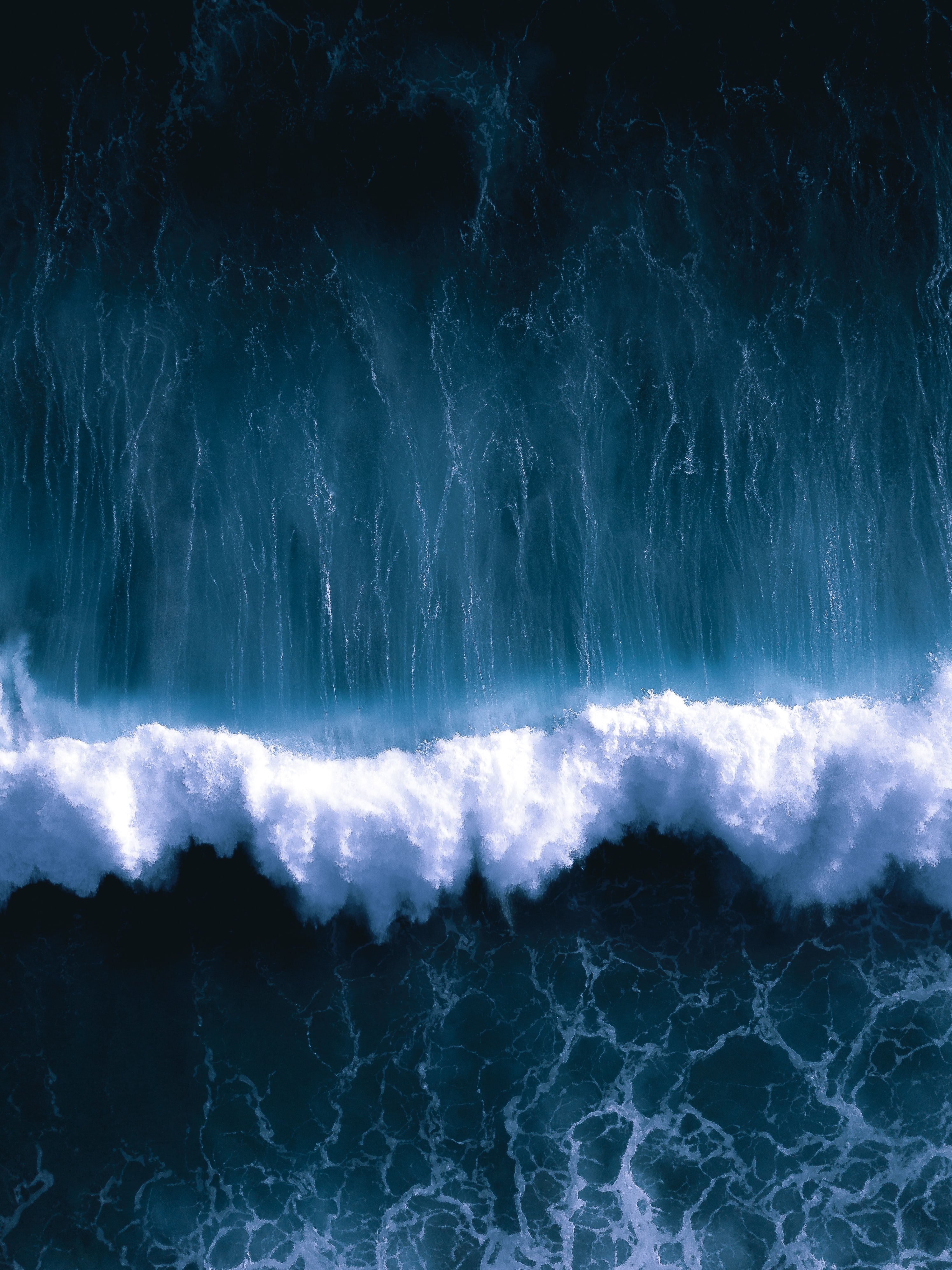 Download mobile wallpaper Foam, Water, View From Above, Wave, Nature for free.