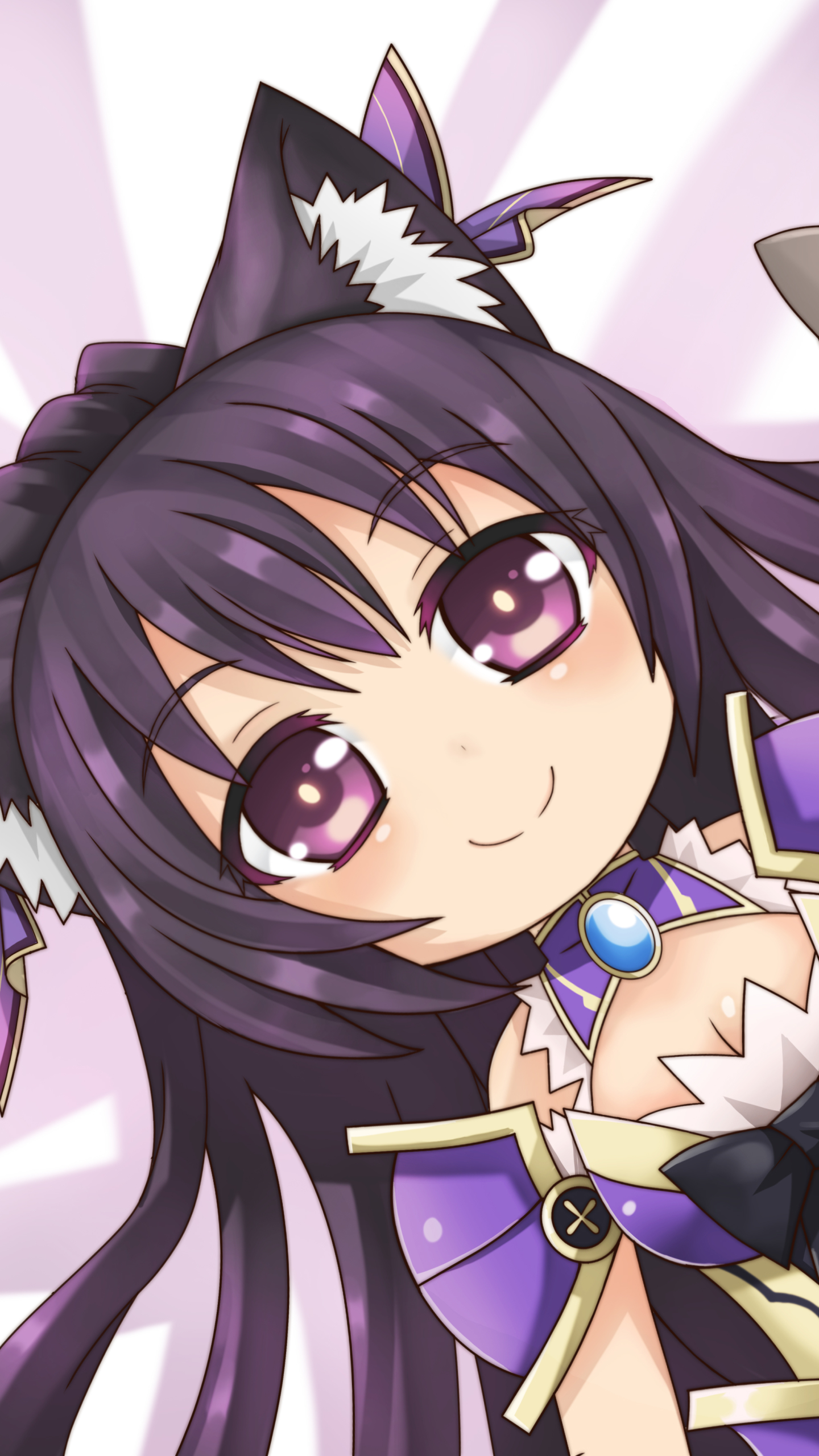 Descarga gratuita de fondo de pantalla para móvil de Animado, Ojos Morados, Cabello Purpura, Chibi, Orejas De Animales, Fecha Un Vivo, Tohka Yatogami.