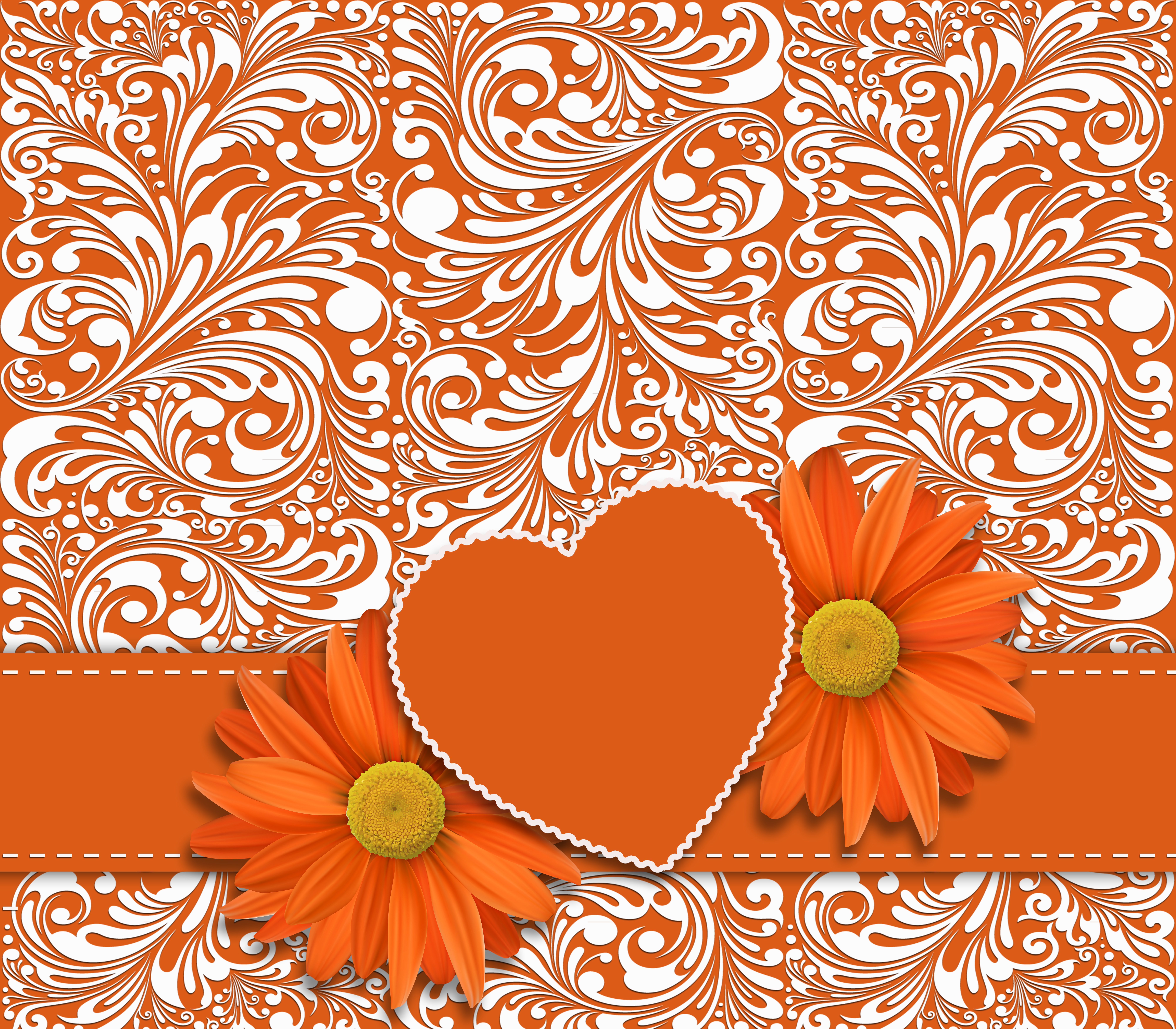 Download mobile wallpaper Heart, Artistic, Daisy, Orange (Color) for free.