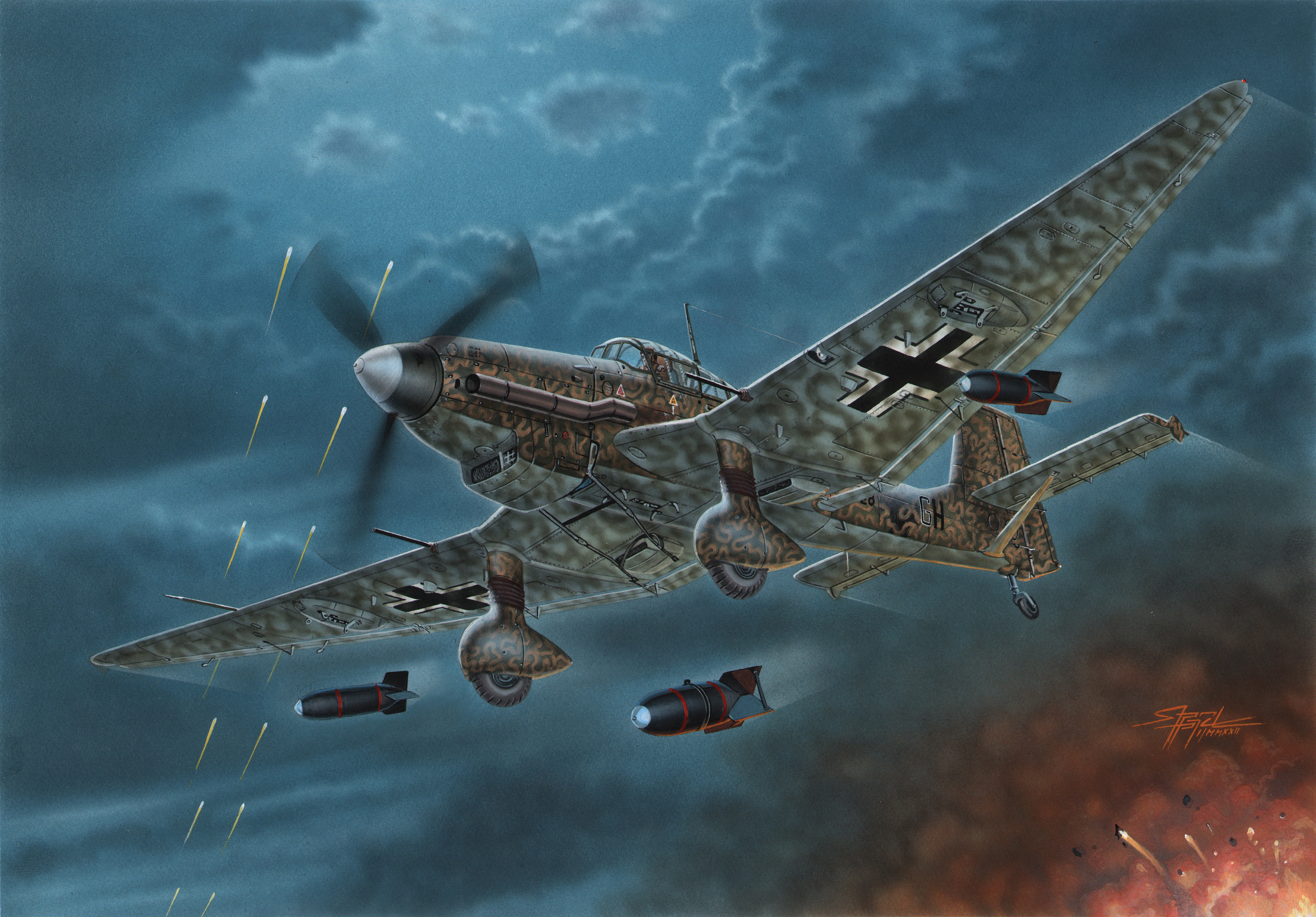 517386壁紙のダウンロード軍隊, ユンカース ju 87, 爆撃機, ドイツ空軍-スクリーンセーバーと写真を無料で
