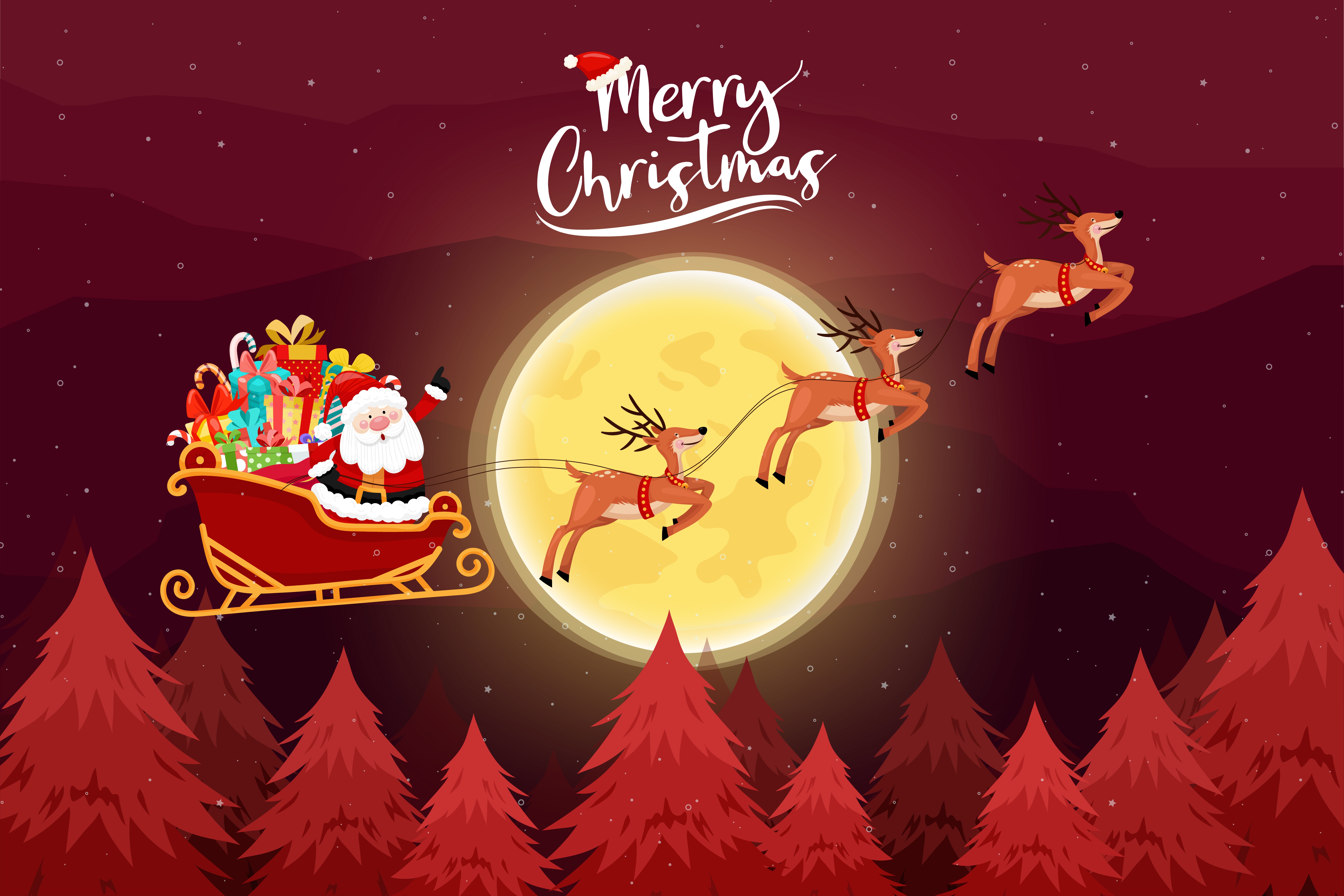 Laden Sie das Feiertage, Weihnachtsmann, Weihnachten, Schlitten, Frohe Weihnachten-Bild kostenlos auf Ihren PC-Desktop herunter