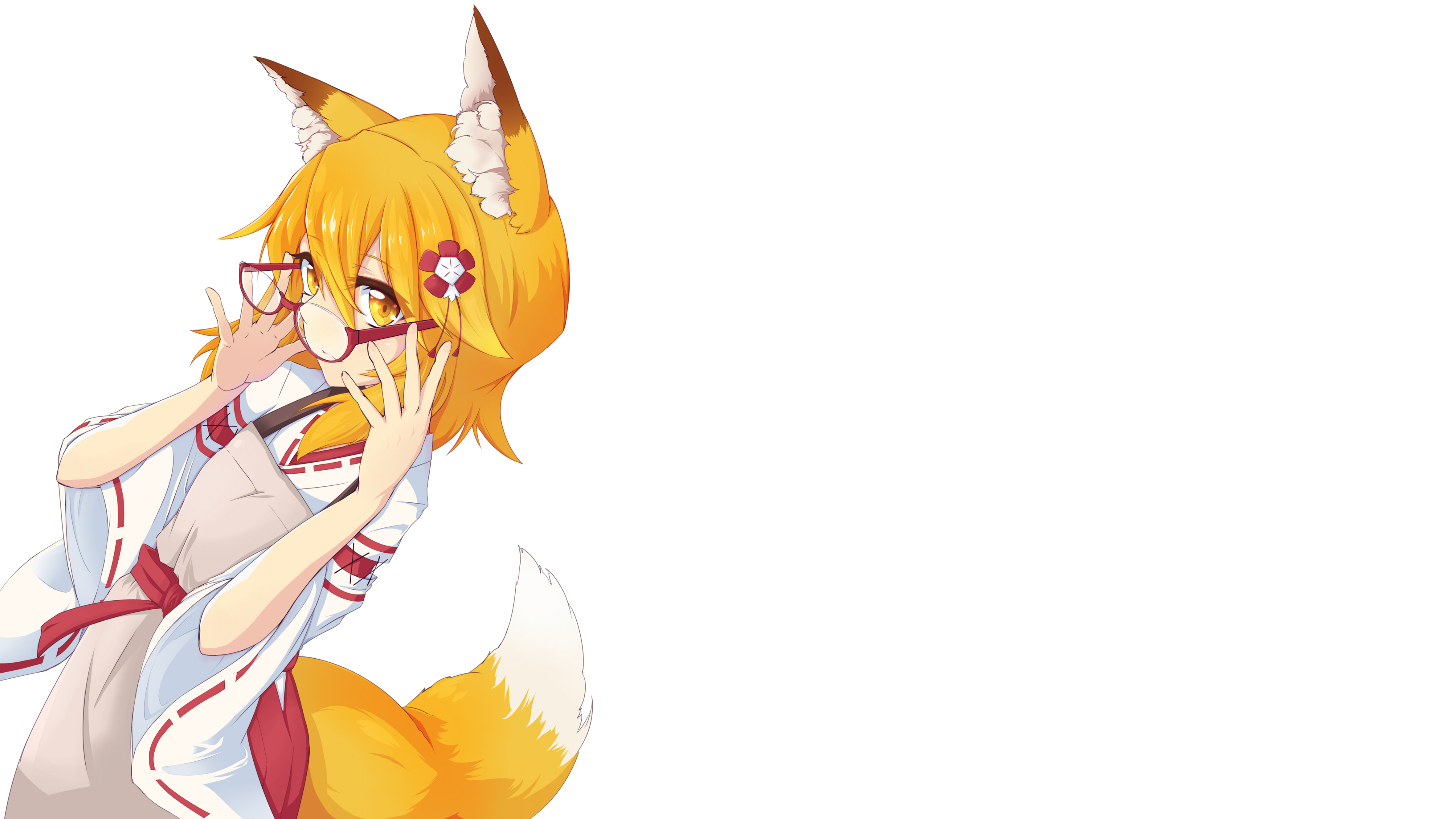 anime, the helpful fox senko san, animal ears, blonde, glasses, tail