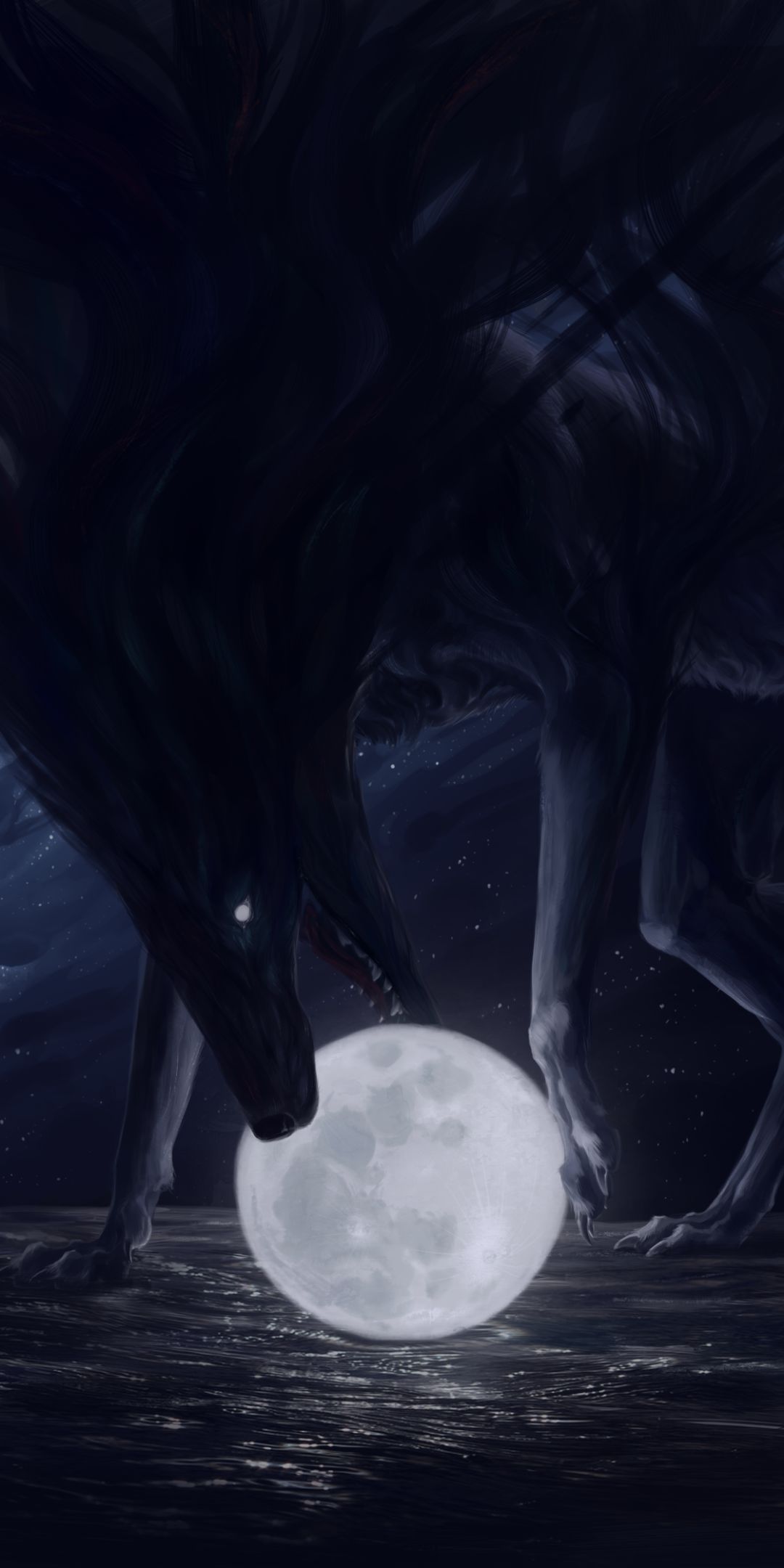 Download mobile wallpaper Moon, Dark, Creature for free.