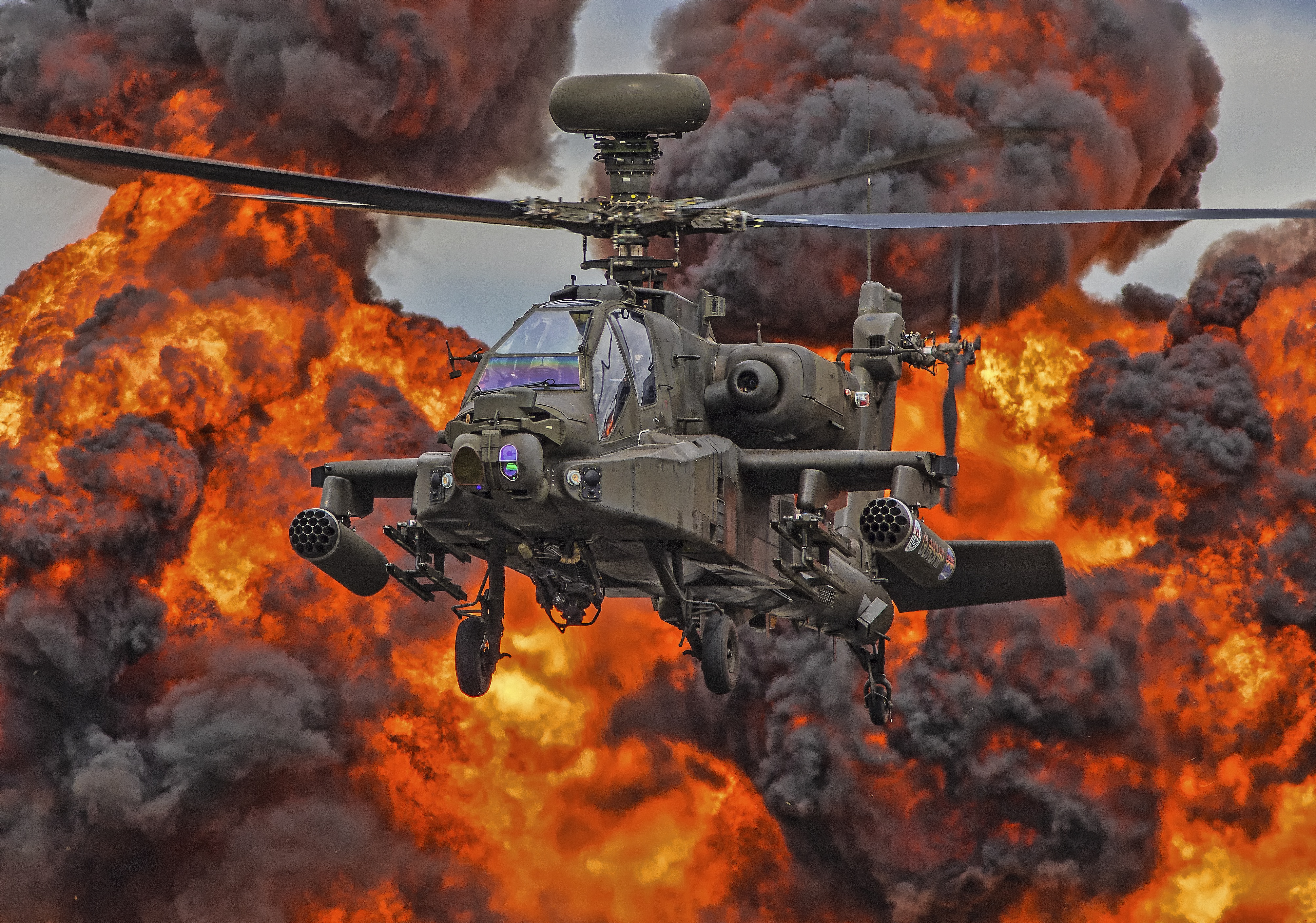 attack helicopter, military, boeing ah 64 apache, aircraft, explosion, helicopter, military helicopters