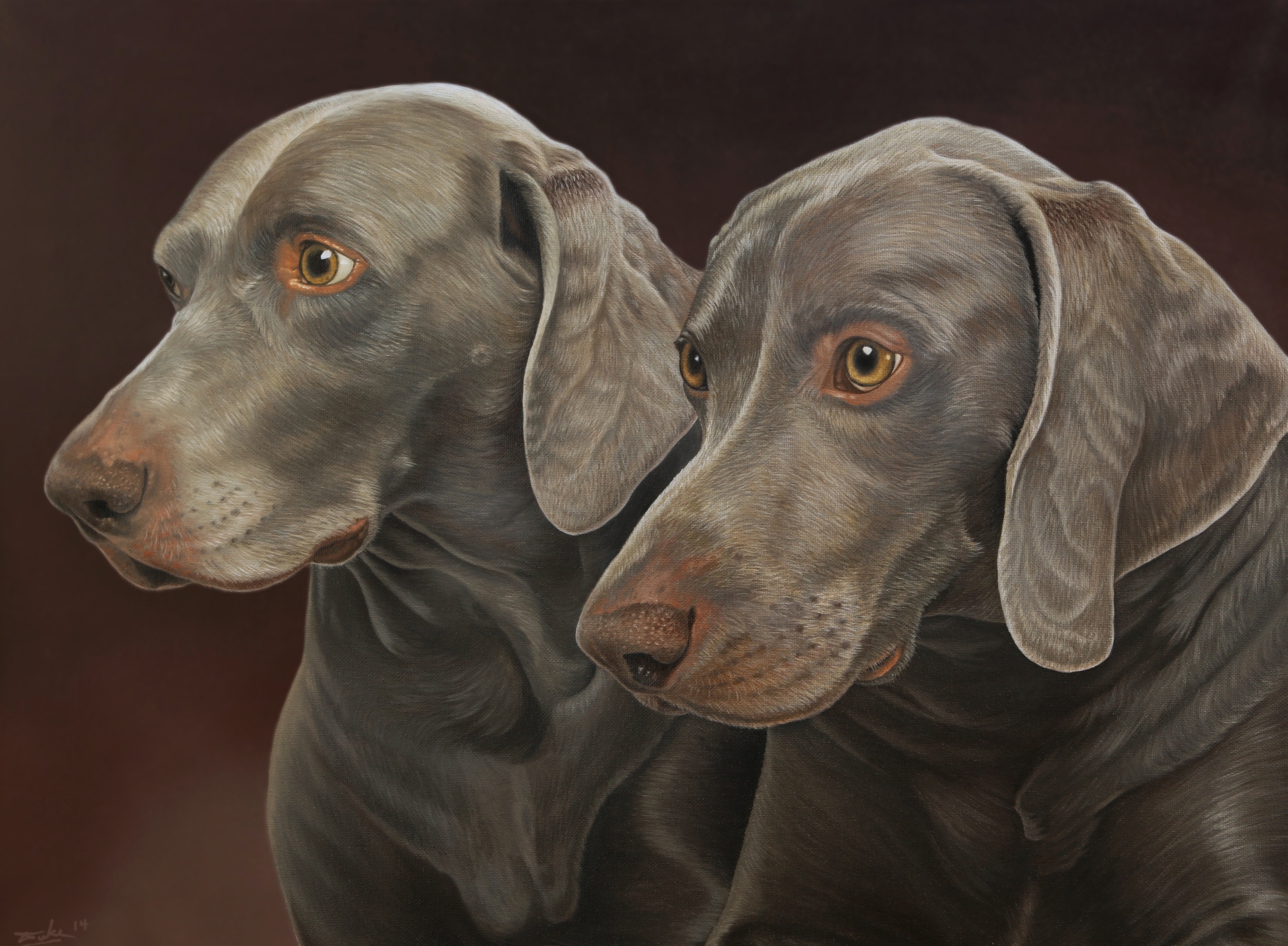 Download mobile wallpaper Dogs, Dog, Animal, Painting, Weimaraner for free.