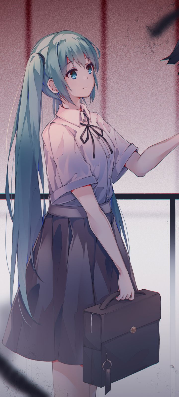 Download mobile wallpaper Anime, Vocaloid, Blue Eyes, Blue Hair, School Uniform, Hatsune Miku, Long Hair for free.